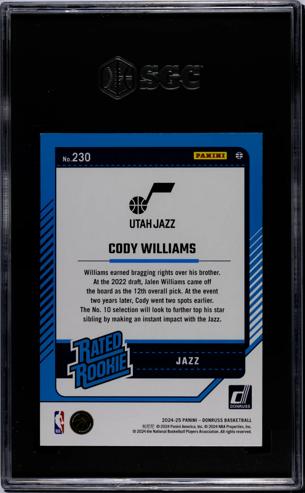 2024 Donruss Cody Williams #230 RC SGC 9.5 - Image 2
