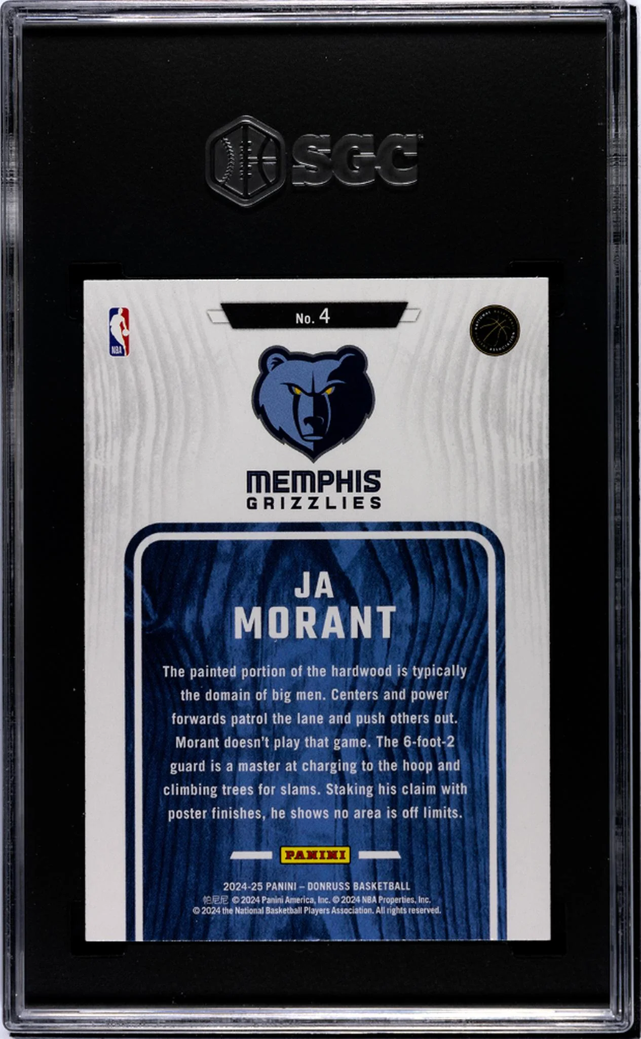2024 Donruss Hardwood Masters Ja Morant #4 SGC 10 - Image 2