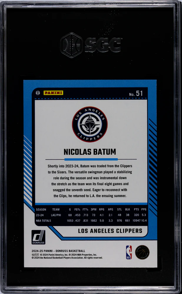 2024 Donruss Holo Blue Laser Nicolas Batum #51 /49 SGC 9 - Image 2