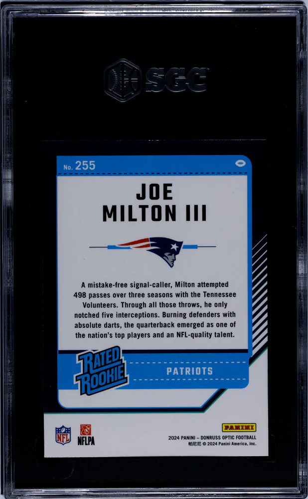 2024 Donruss Optic #255 Joe Milton III SGC 10 - Image 2