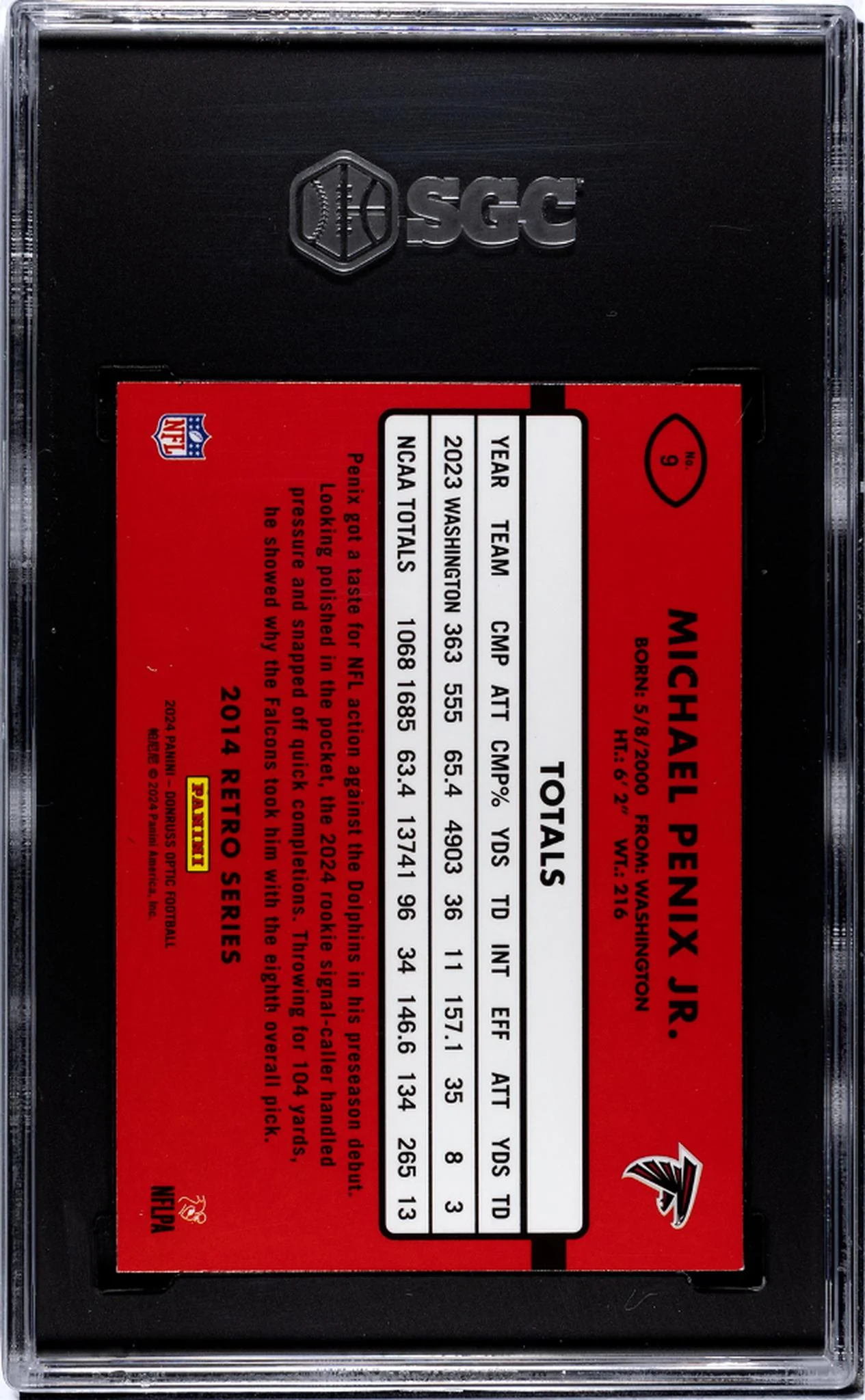 2024 Donruss Optic #9 Michael Penix Jr. '14 Retro Series SGC 9.5 - Image 2