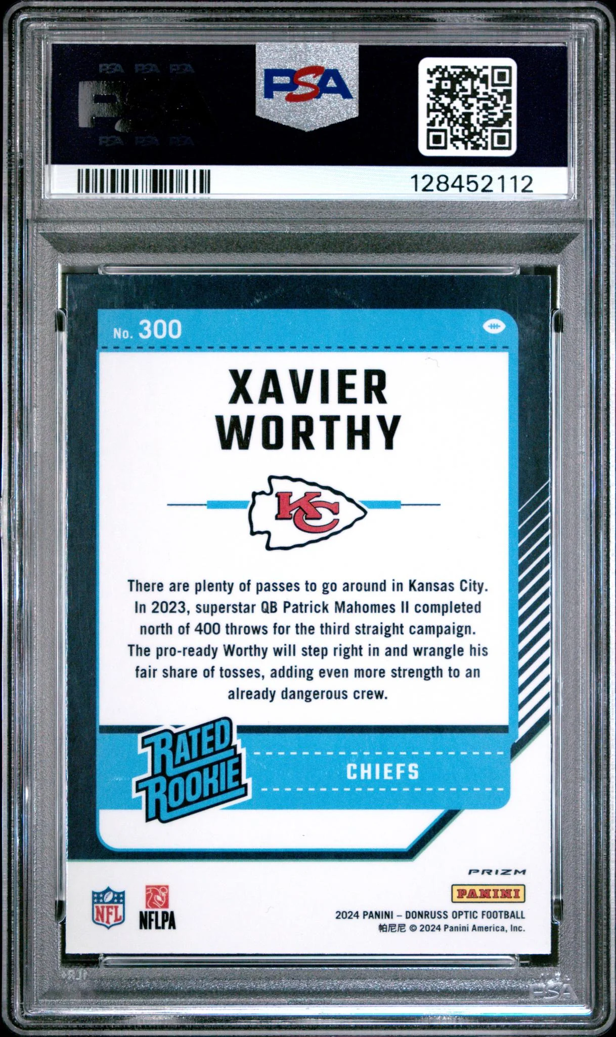 2024 Donruss Optic Holo Xavier Worthy #300 PSA 10 - Image 2