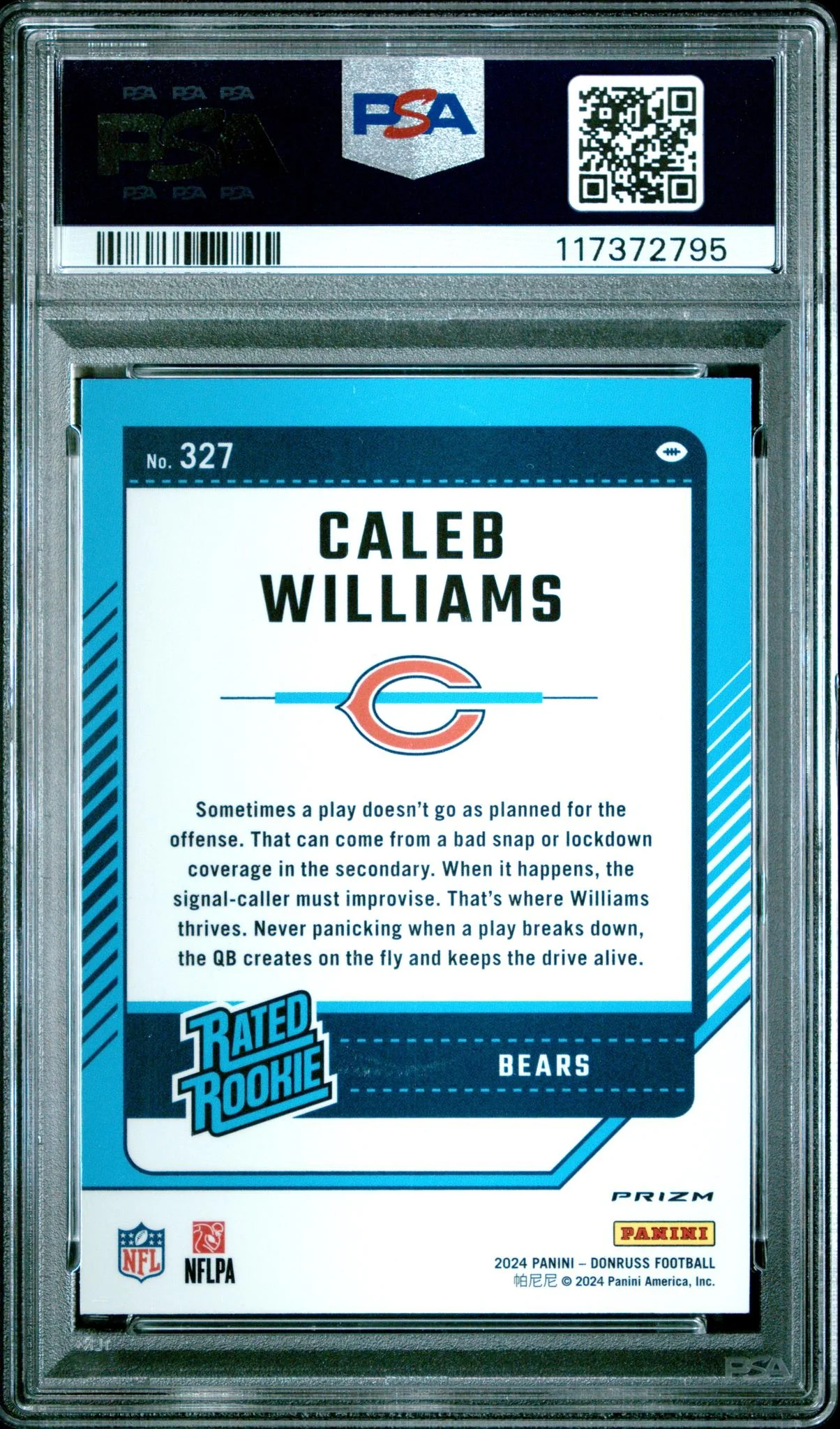 2024 Donruss Optic Rated Rookie Preview Red Wave Caleb Williams #327 PSA 10 - Image 2