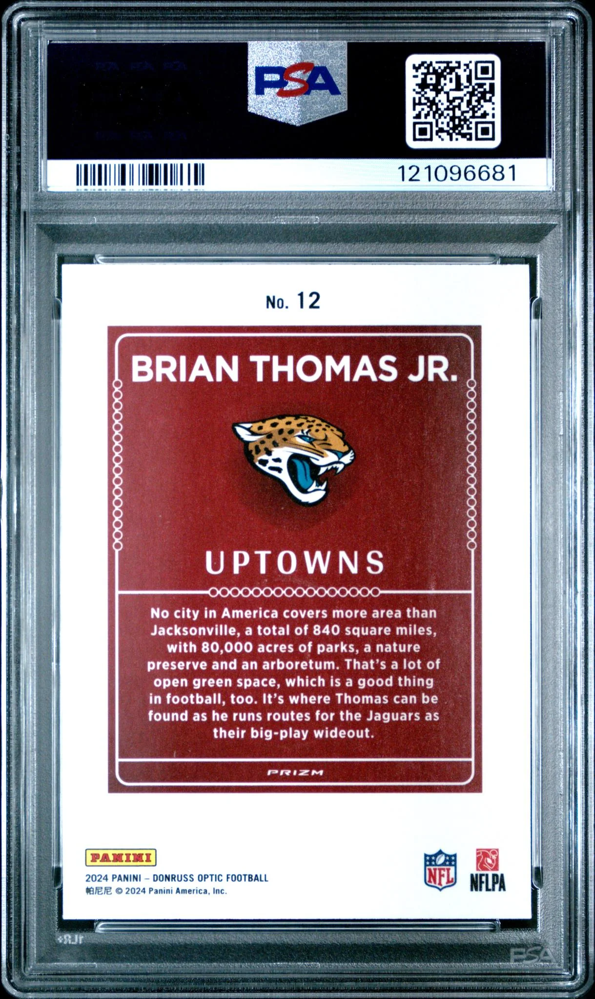 2024 Donruss Optic Uptowns Brian Thomas Jr. #12 PSA 9 - Image 2