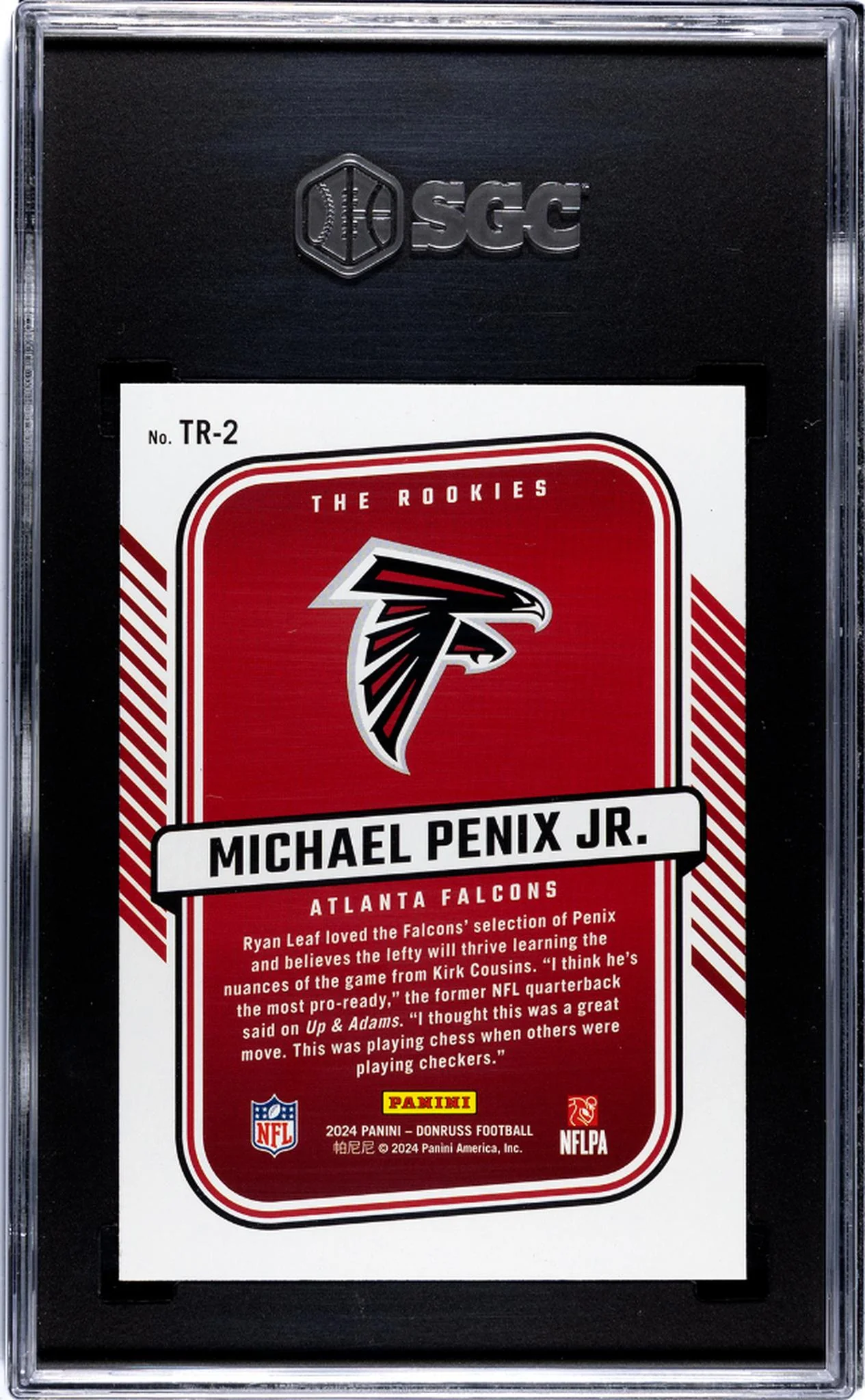 2024 Donruss #TR-2 Michael Penix Jr. The Rookies SGC 10 - Image 2