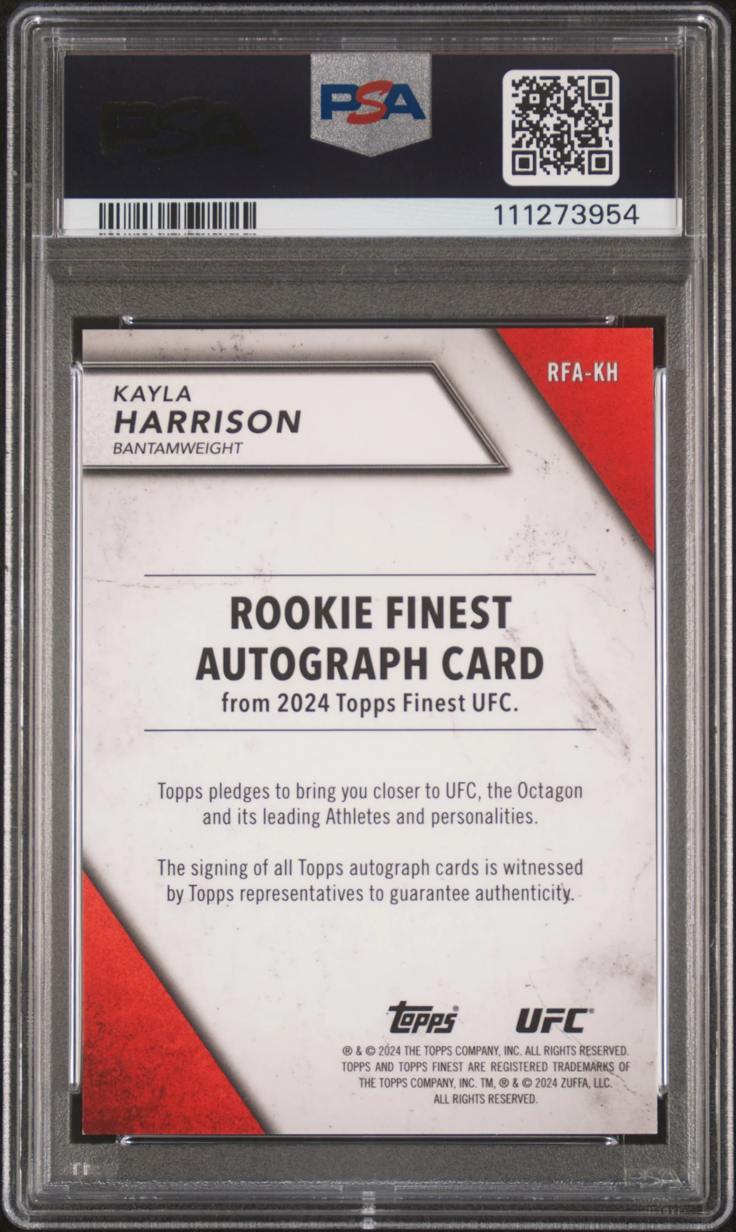 2024 Finest #RFA-KH Kayla Harrison Rookie Finest /25 PSA 8 - Image 2