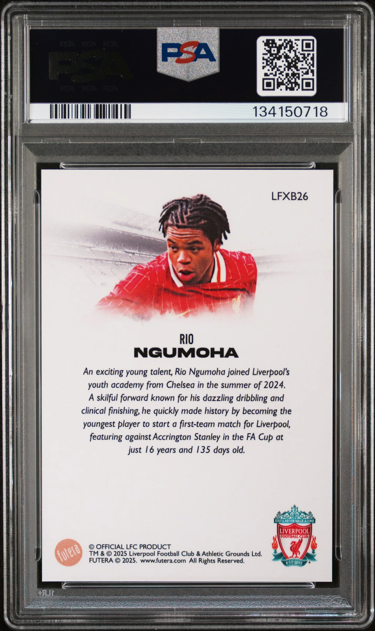2024 Futera Liverpool Fx Collection Portrait Rio Ngumoha #26 PSA 10 - Image 2