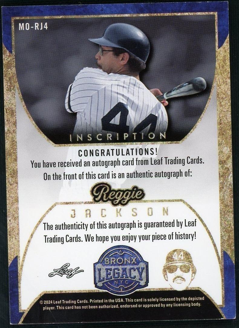 2024 Leaf A Bronx Legacy Inscription Autographs Reggie Jackson Auto /25 - Image 2
