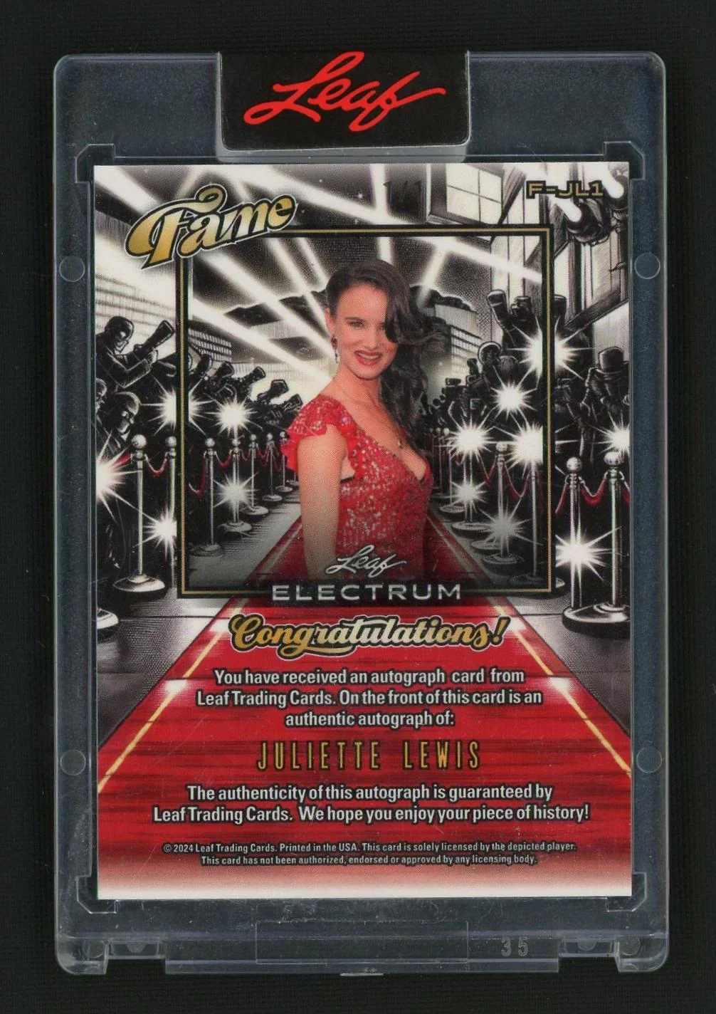 2024 Leaf Fame #FJL1 Juliette Lewis Electrum Auto 1/1 - Image 2