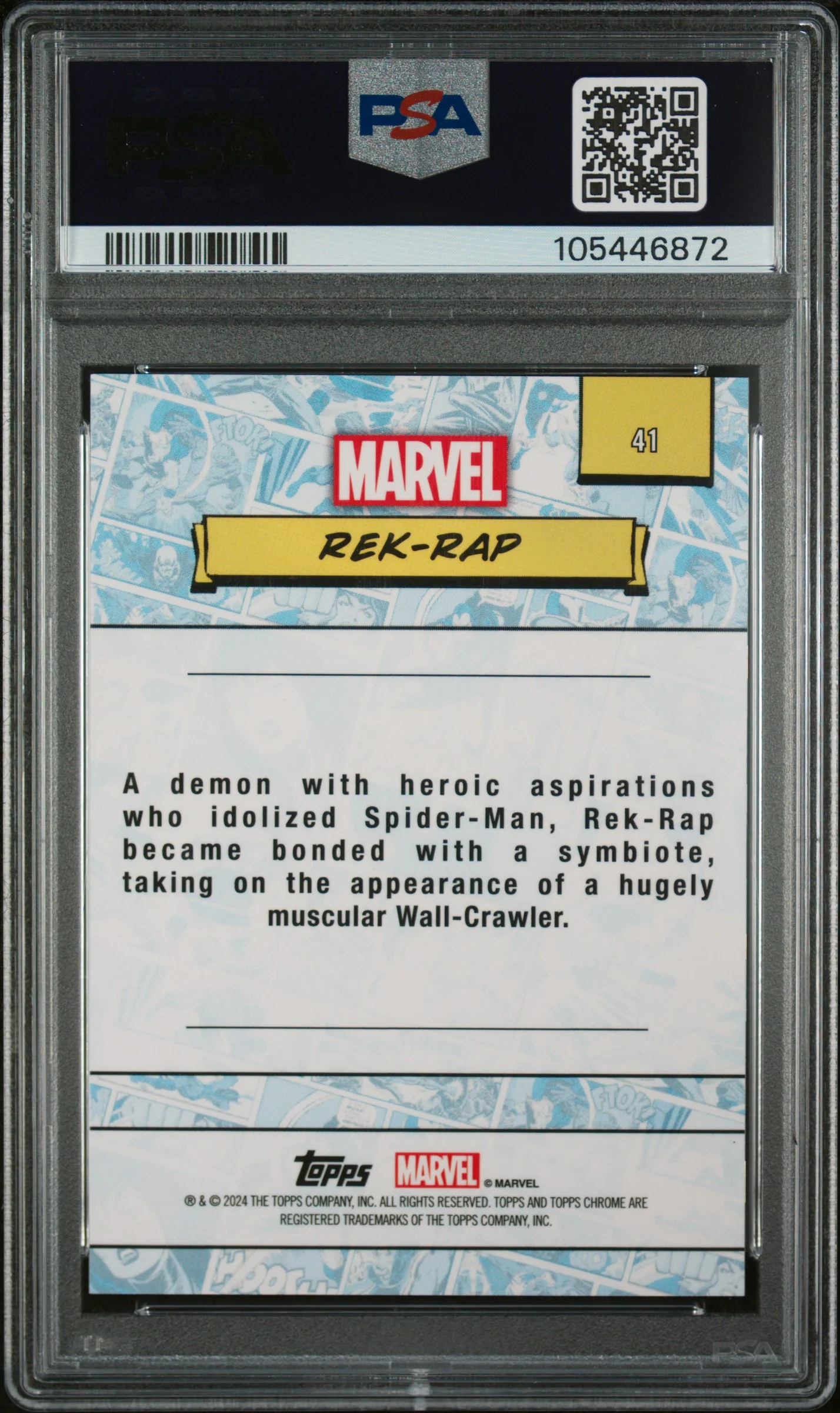 2024 Marvel Sapphire Purple Rek-Rap #41 PSA 10 /15 - Image 2