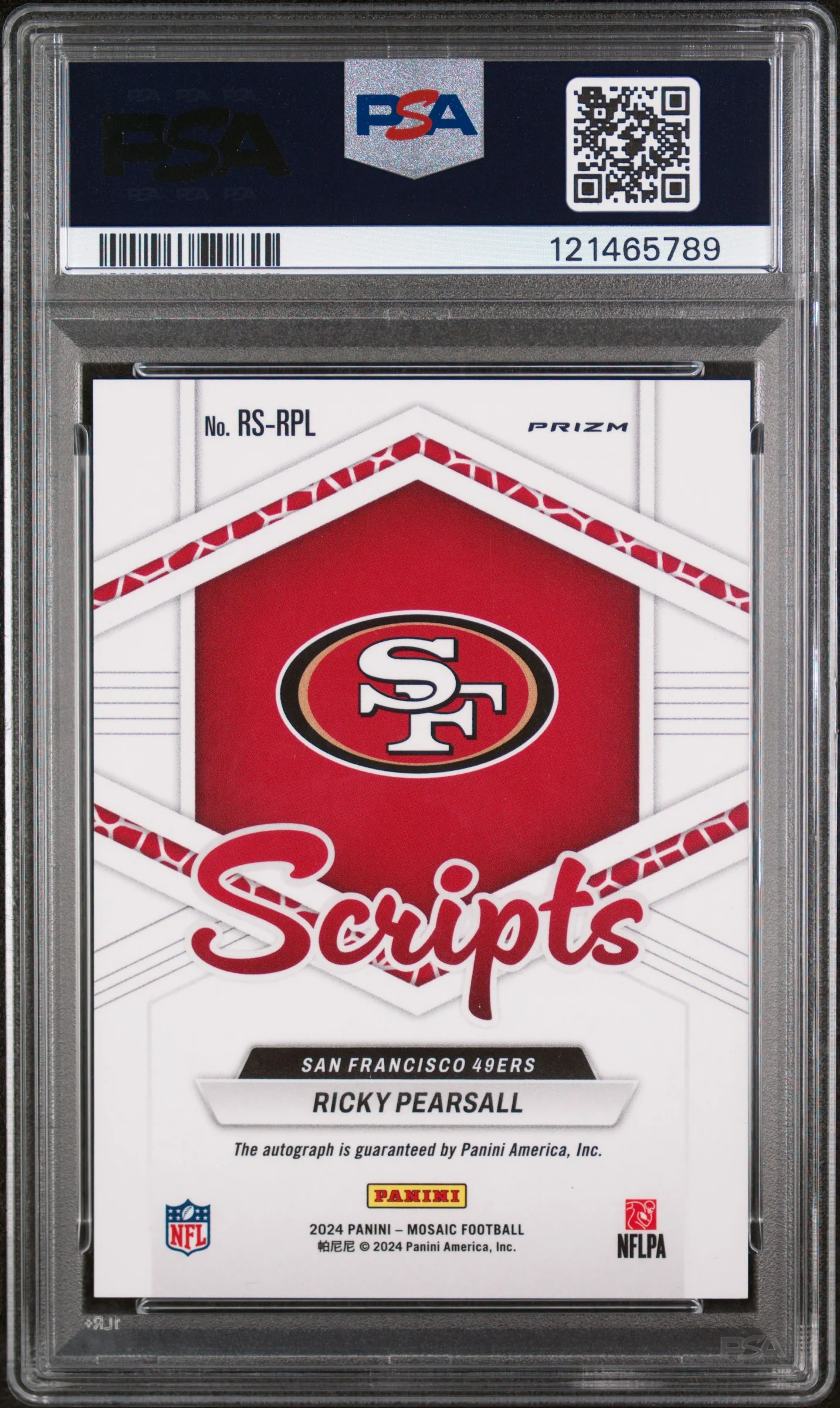 2024 Mosaic Rookie Scripts Ricky Pearsall #8 PSA 9 - Image 2