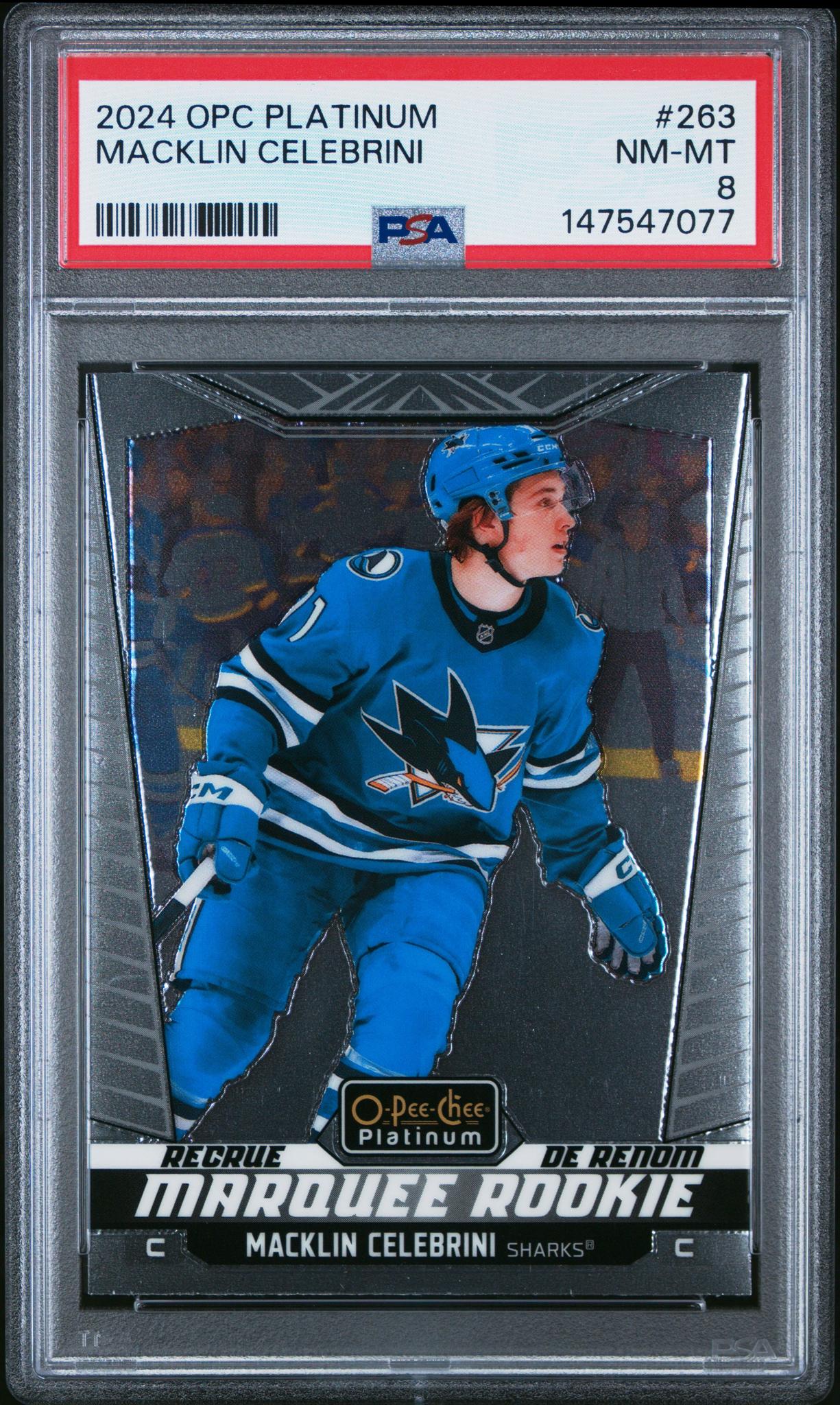 2024 O-Pee-Chee Platinum Macklin Celebrini #263 PSA 8
