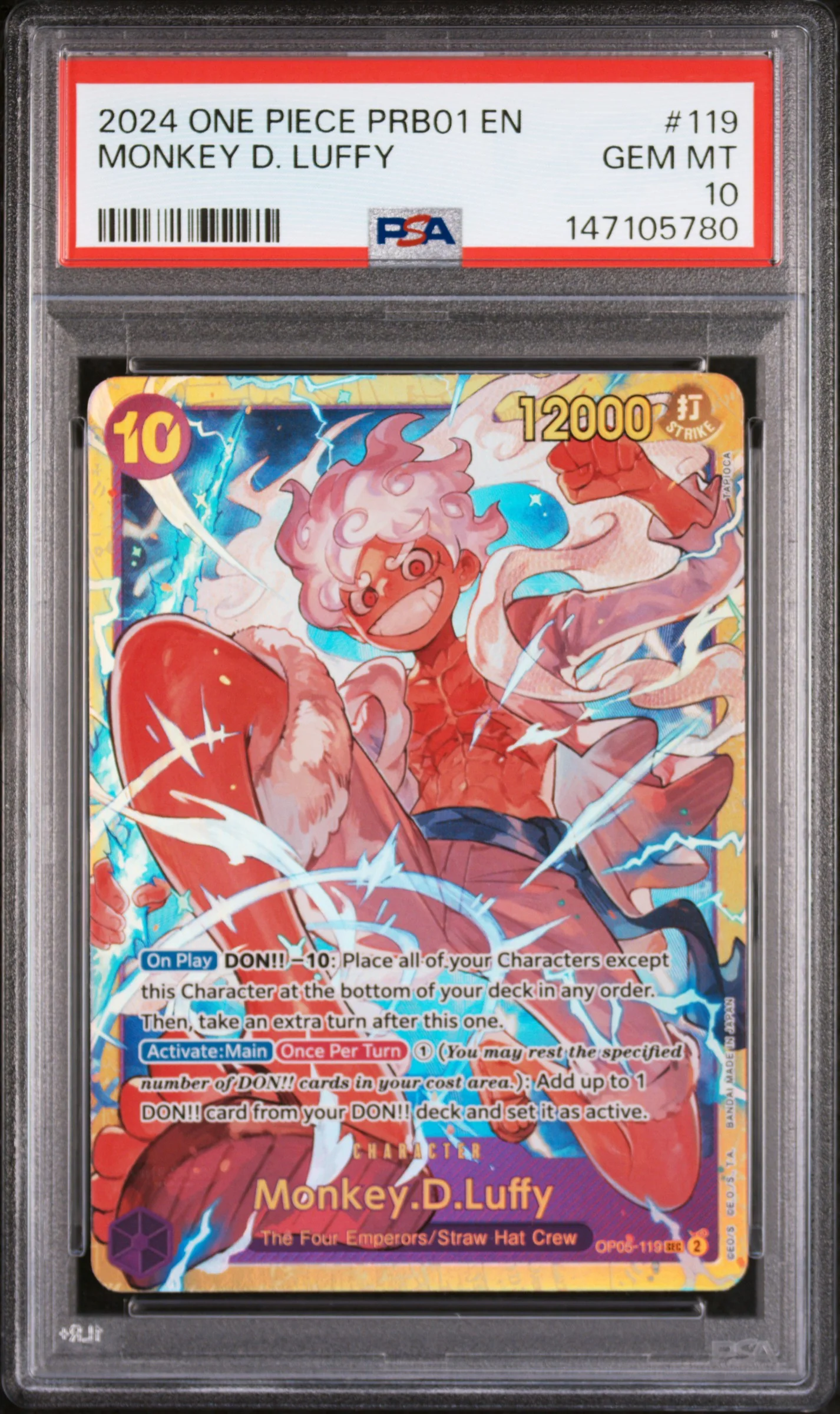 2024 One Piece the Best Premium Booster Monkey D Luffy #119 PSA 10