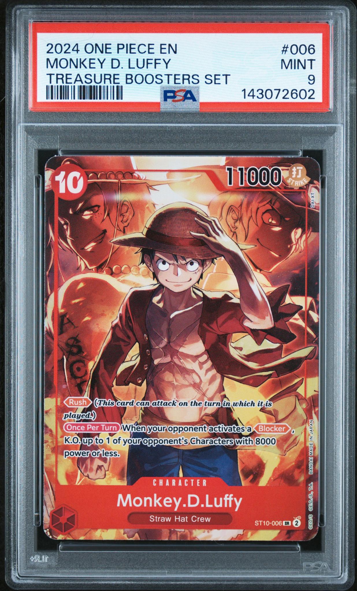 2024 One Piece Treasure Booster Monkey D. Luffy #ST10-006 PSA 9