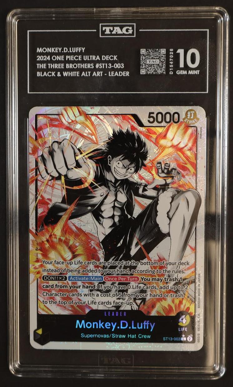 2024 One Piece Ultra Deck ST13-003 Monkey.D.Luffy Black & White Alt Art - Leader TAG 10 VG Supernovas/Straw Hat Crew