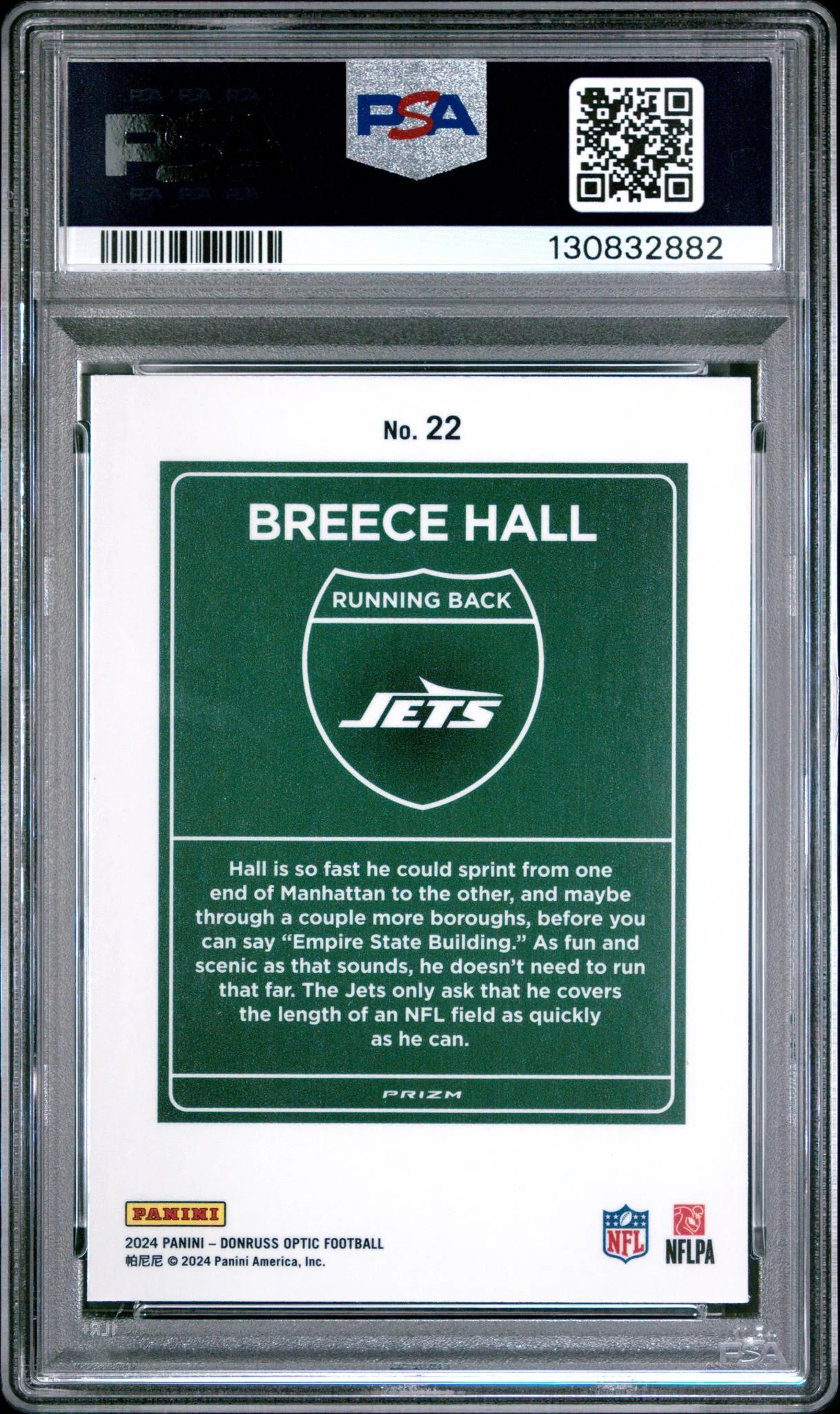 2024 Optic Downtown Breece Hall #22 PSA 9 - Image 2