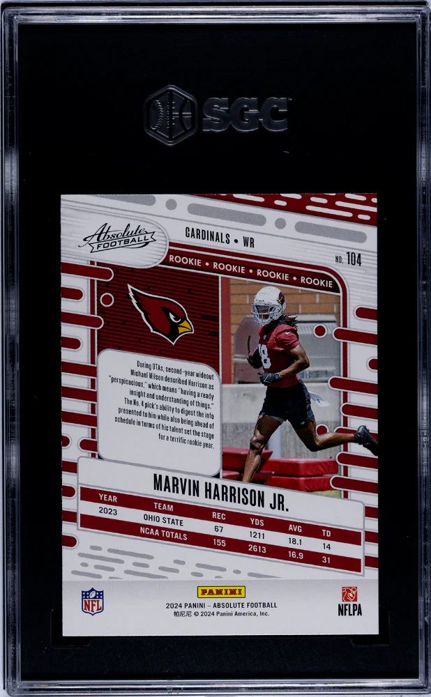 2024 Panini Absolute #104 Marvin Harrison Jr. Blue SGC 10 - Image 2