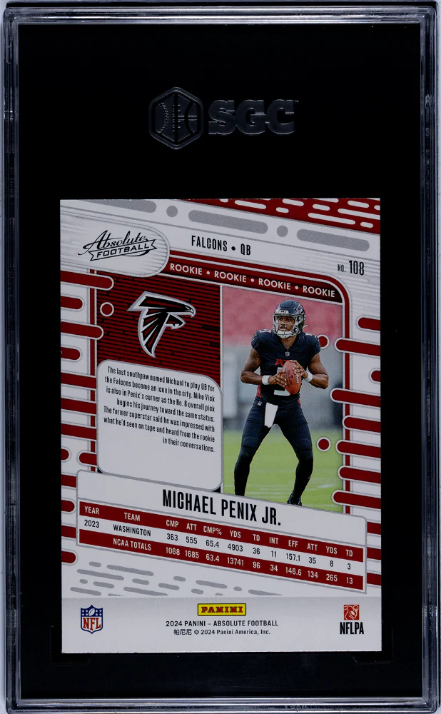 2024 Panini Absolute #108 Michael Penix Jr. Black SGC 10 - Image 2