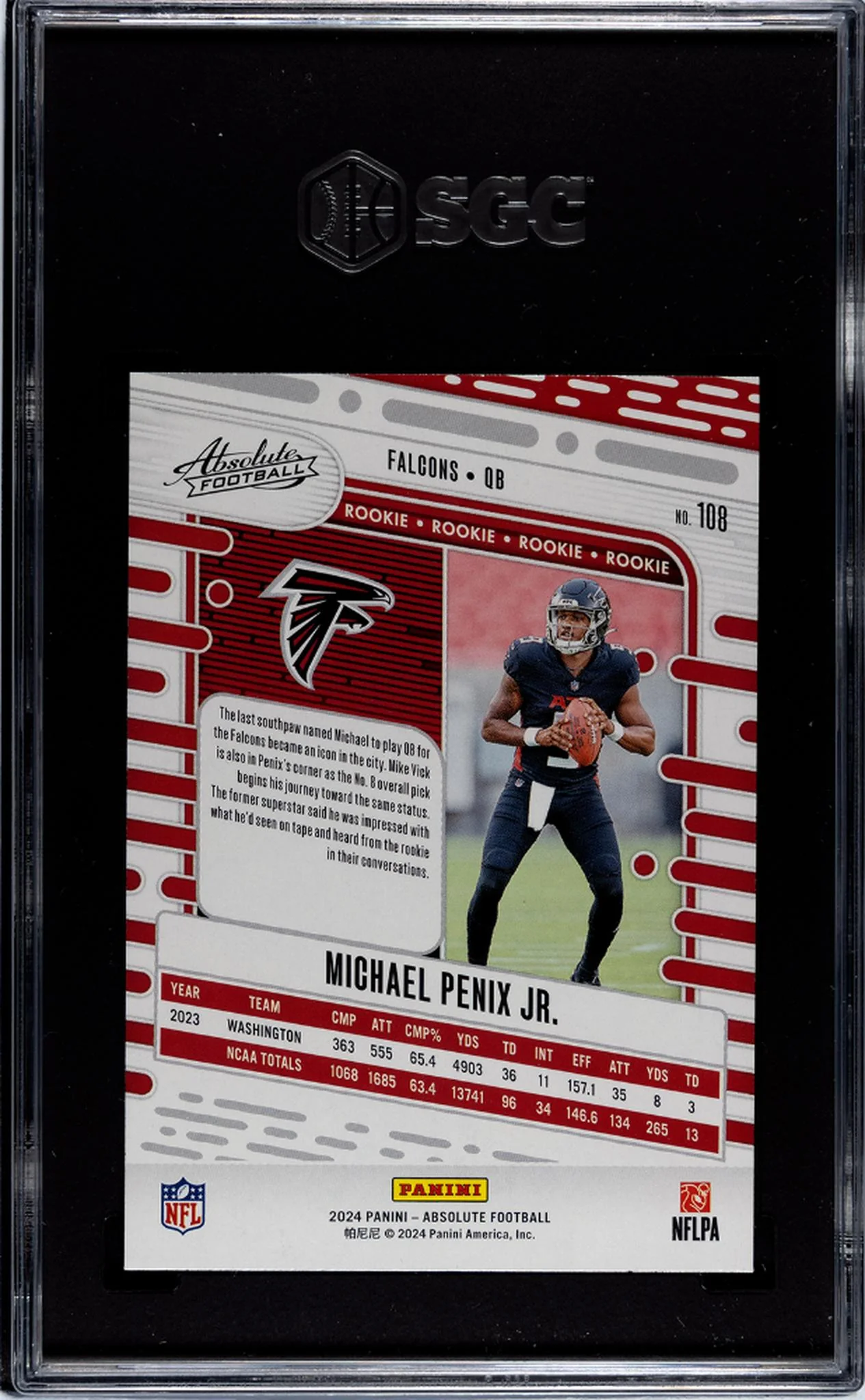 2024 Panini Absolute #108 Michael Penix Jr. Retail SGC 10 - Image 2