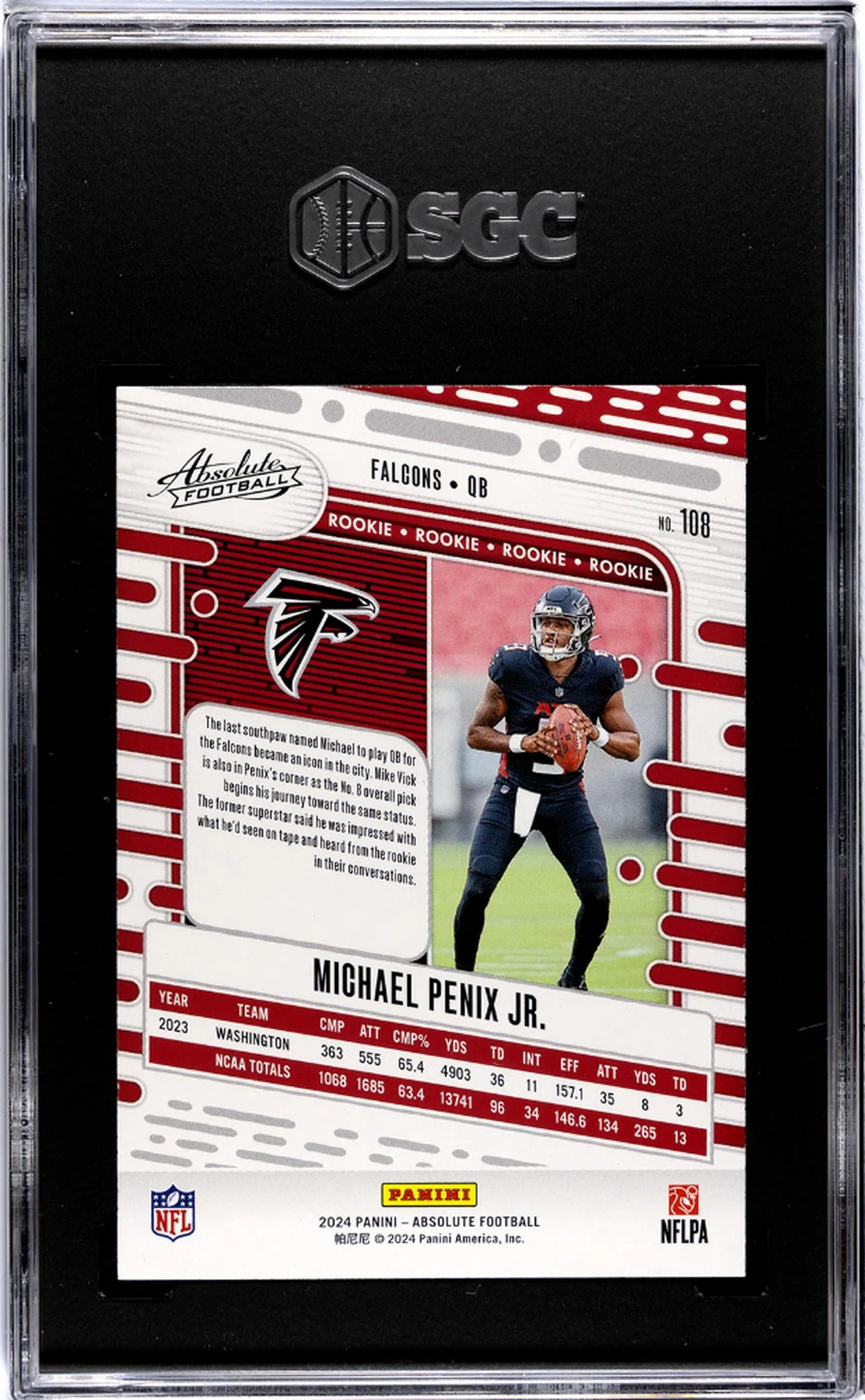 2024 Panini Absolute #108 Michael Penix Jr. Retail SGC 10 - Image 2