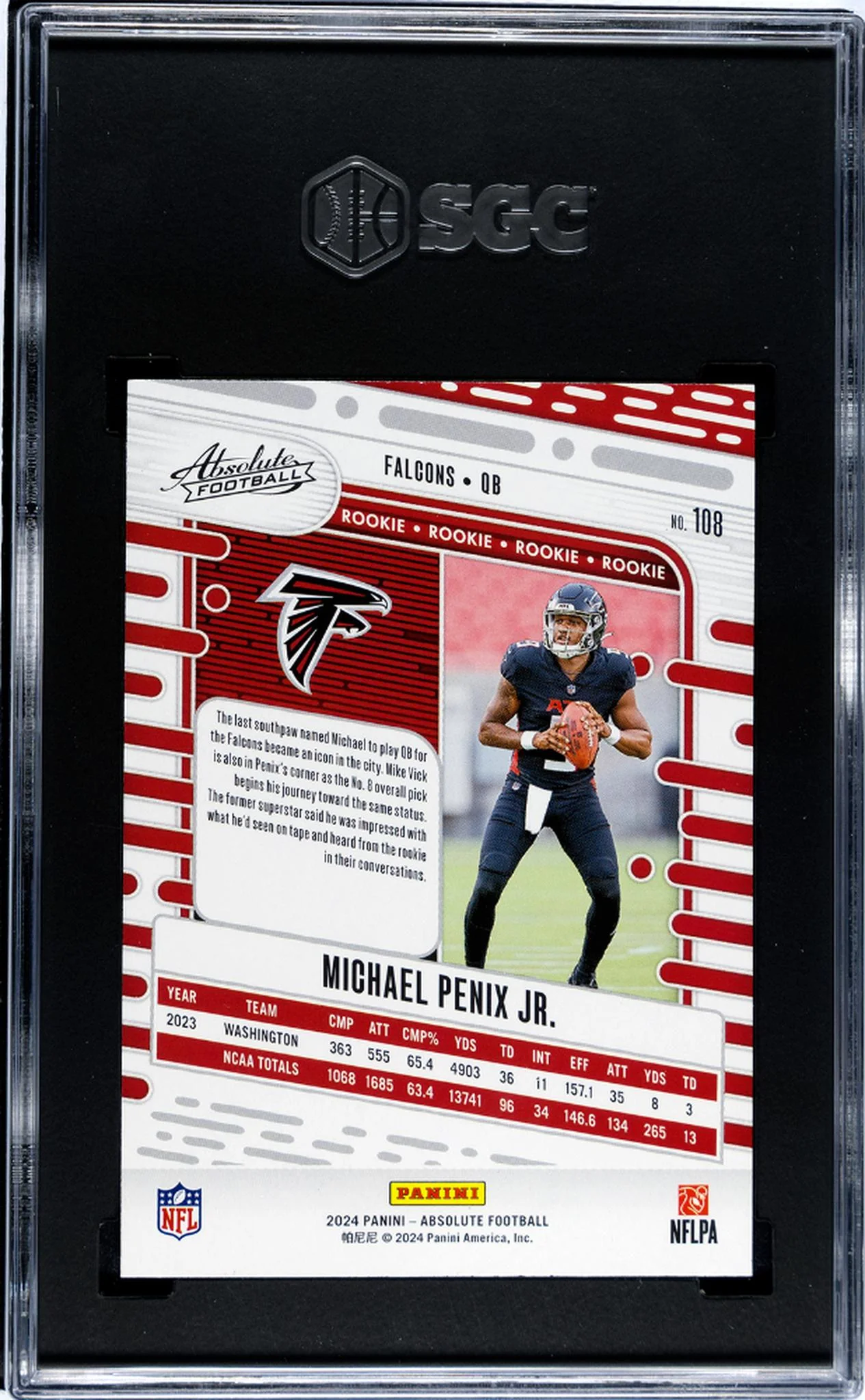 2024 Panini Absolute #108 Michael Penix Jr. Retail SGC 10 - Image 2