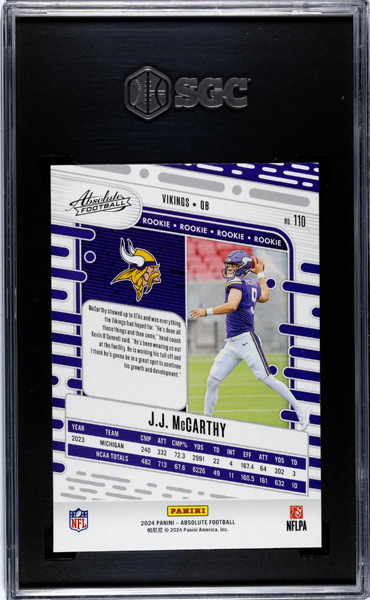 2024 Panini Absolute #110 Jj Mccarthy Retail SGC 9.5 - Image 2