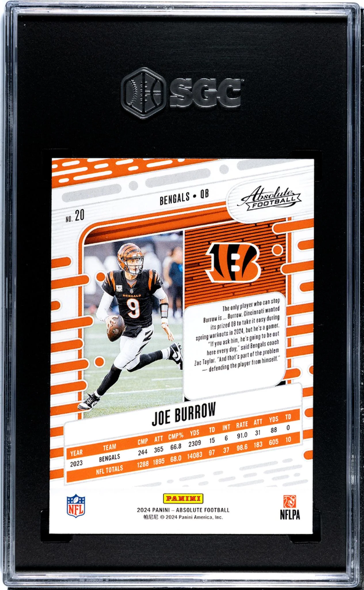 2024 Panini Absolute #20 Joe Burrow Retail SGC 10 - Image 2