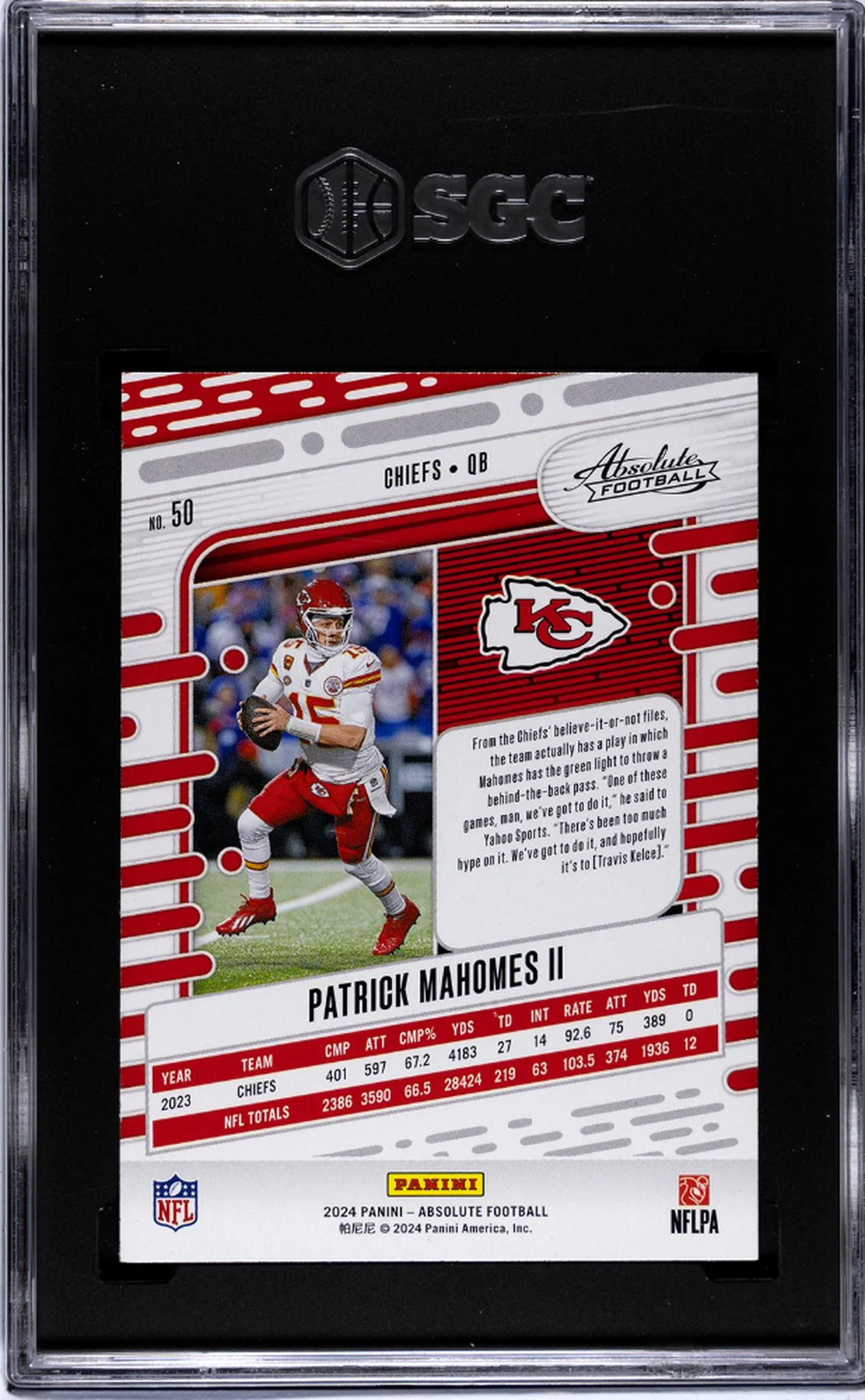 2024 Panini Absolute #50 Patrick Mahomes II Retail SGC 10 - Image 2