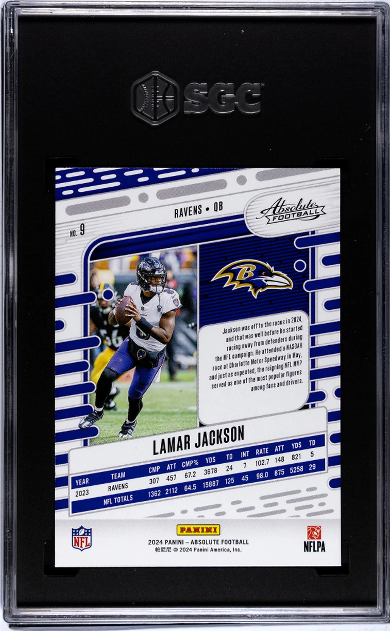 2024 Panini Absolute #9 Lamar Jackson Retail SGC 10 - Image 2