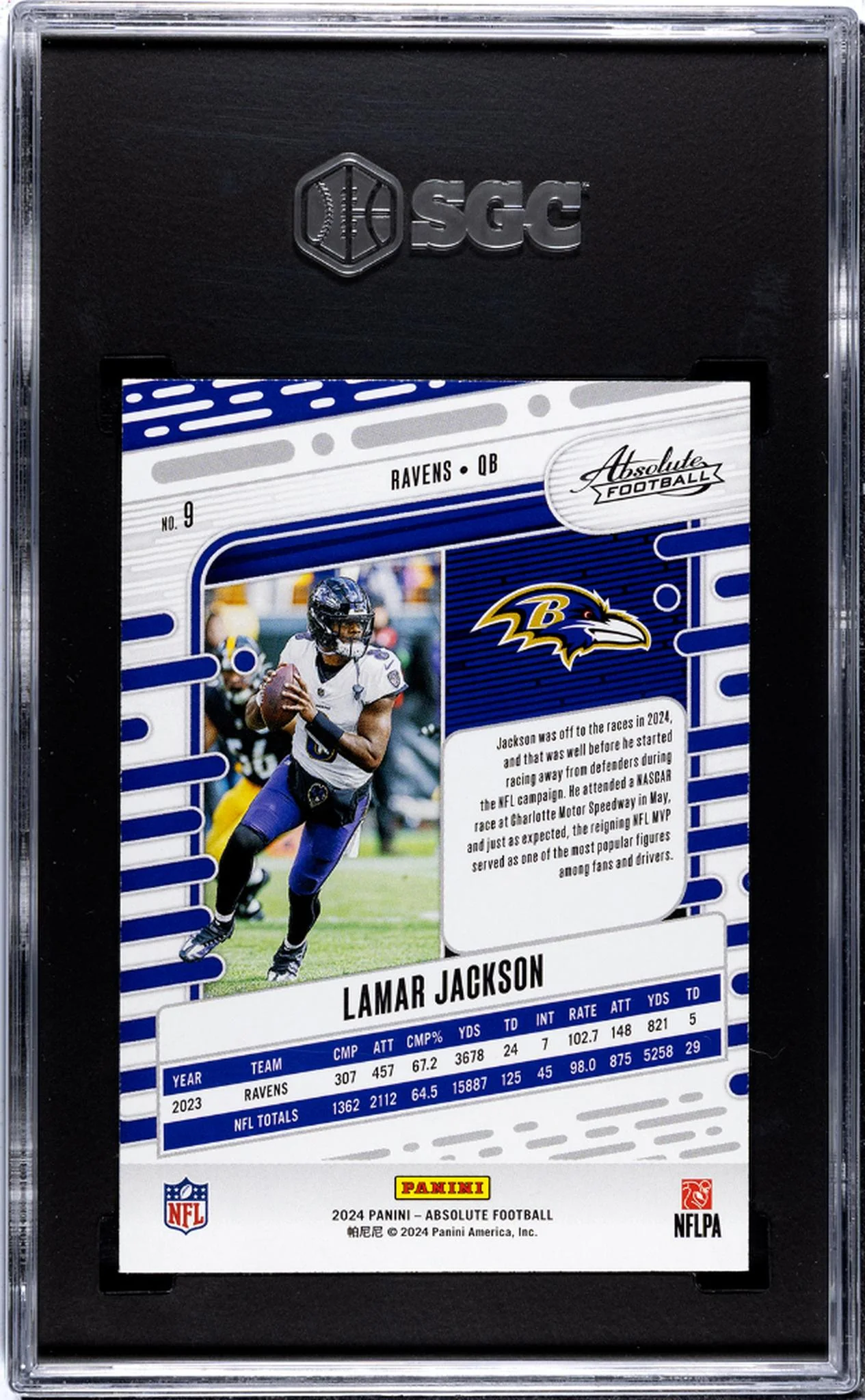 2024 Panini Absolute #9 Lamar Jackson Retail SGC 10 - Image 2