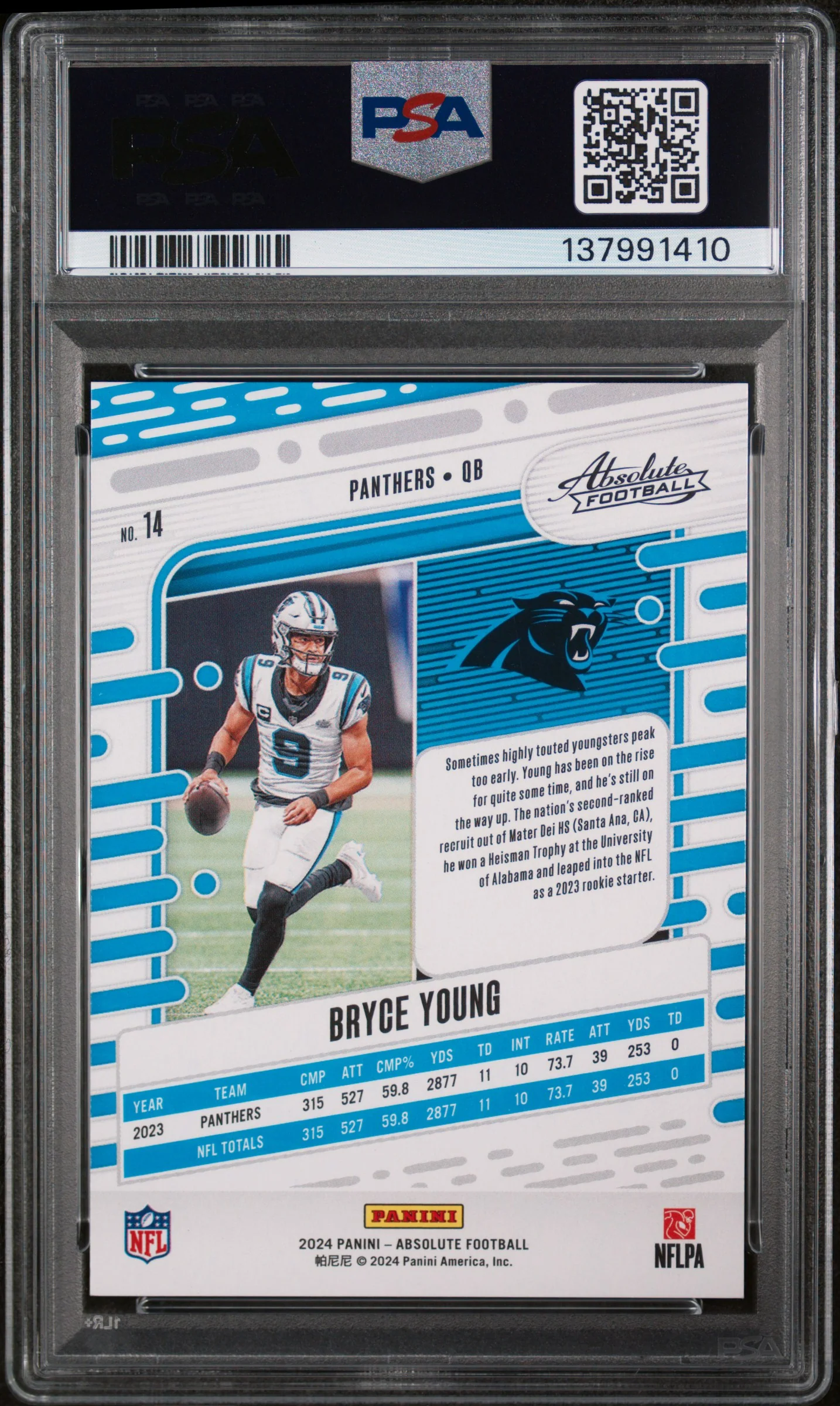 2024 Panini Absolute Gold Stars Bryce Young #14 /25 /150 PSA 8 - Image 2