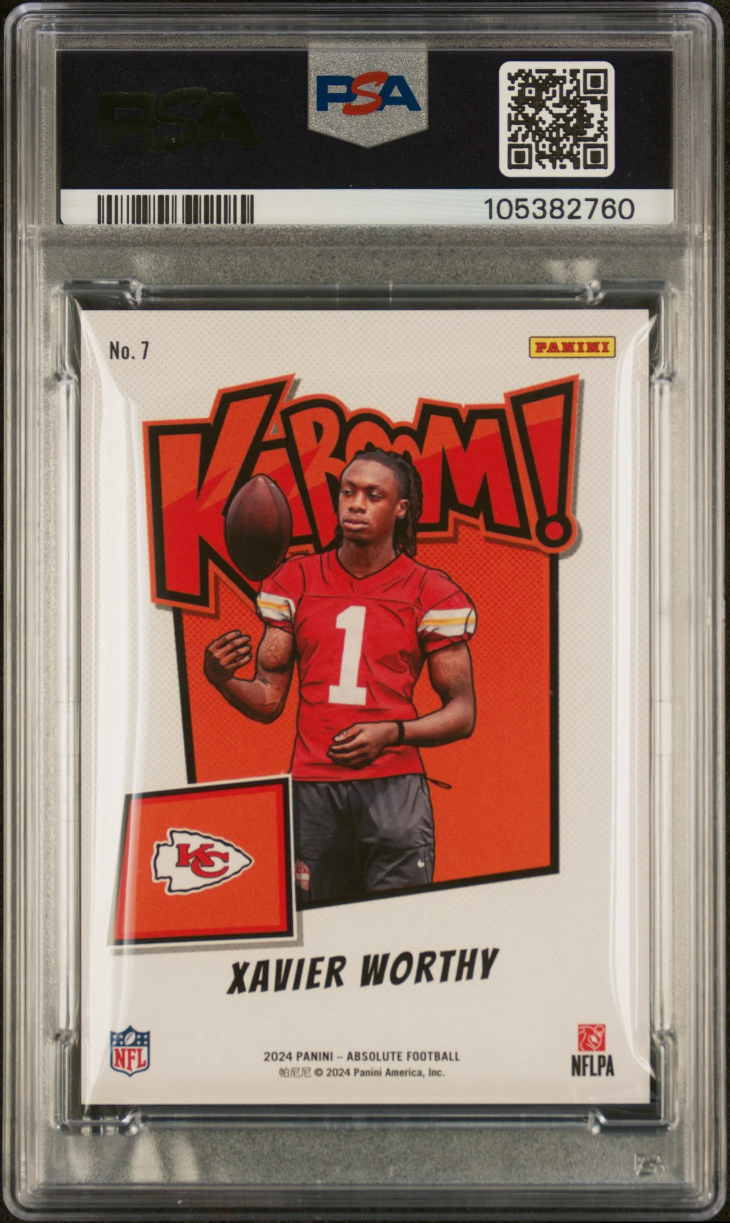 2024 Panini Absolute Kaboom! Vertical Xavier Worthy #7 PSA 10 - Image 2