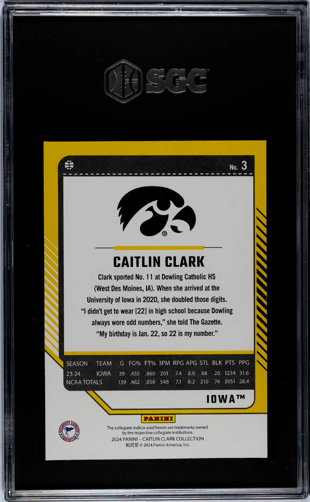 2024 Panini Caitlin Clark Collection #3 Caitlin Clark Donruss SGC 9.5 - Image 2