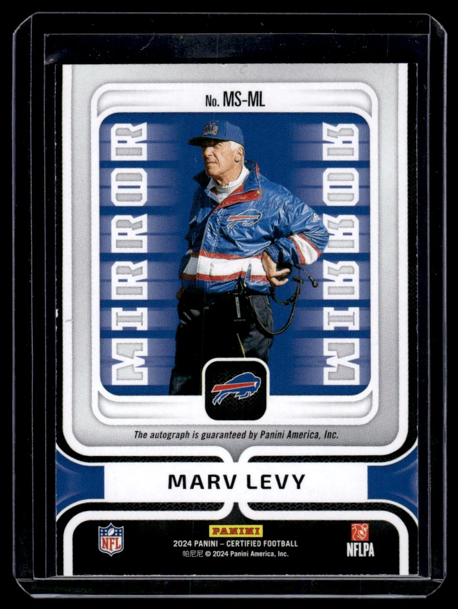 2024 Panini Certified Mirror Signatures Red Marv Levy #MS-ML Auto /35 - Image 2