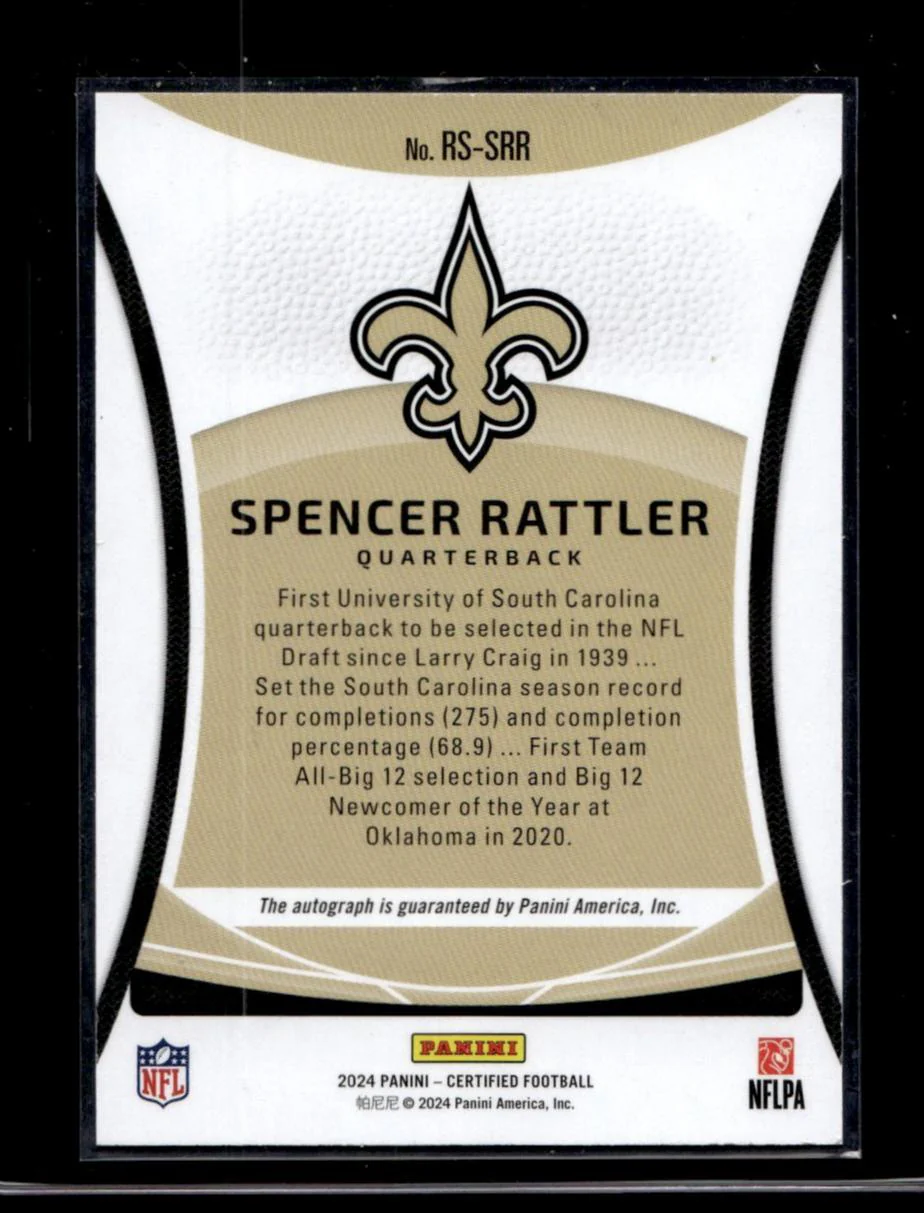 2024 Panini Certified RS-SRR Spencer Rattler Rookie /149 Saints Auto - Image 2