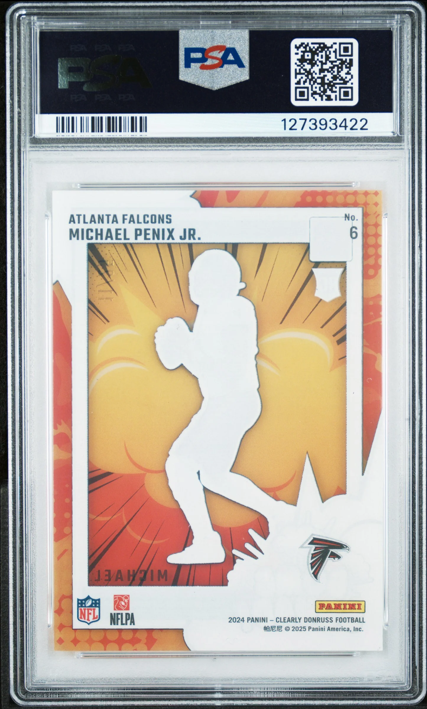 2024 Panini Clearly Donruss Clearly Bomb Squad Green Michael Penix Jr. #6 /75 PSA 7 - Image 2