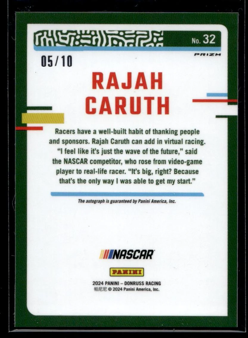 2024 Panini Donruss Prizm Rajah Caruth #32 Auto /10 - Image 2