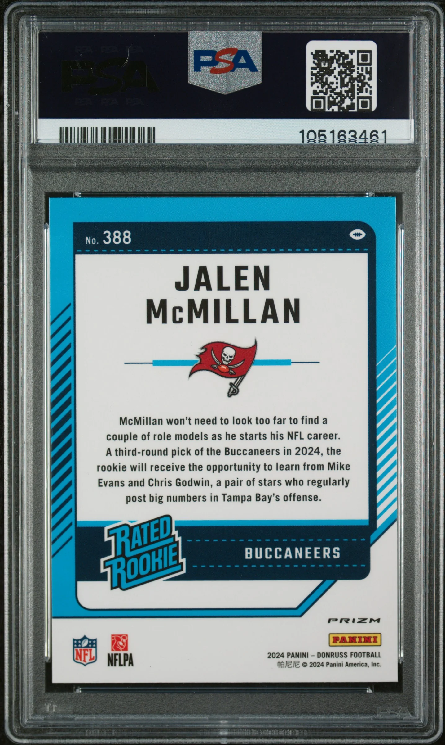 2024 Donruss Optic Preview Red Pandora Jalen McMillan #388 RC PSA 9 - Image 2