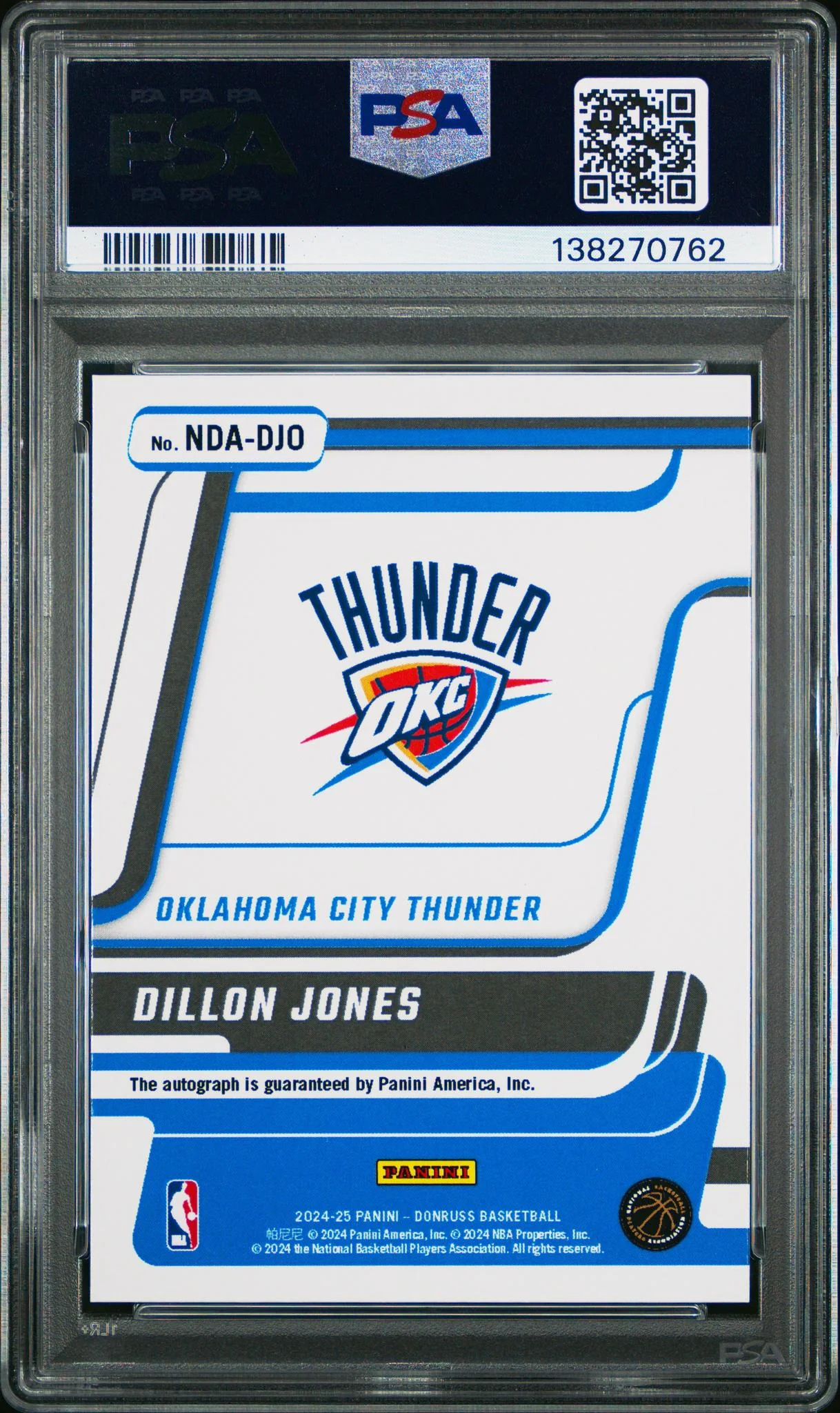 2024 Panini Donruss Next Day Autograph Dillon Jones #NDADJO PSA 9 - Image 2