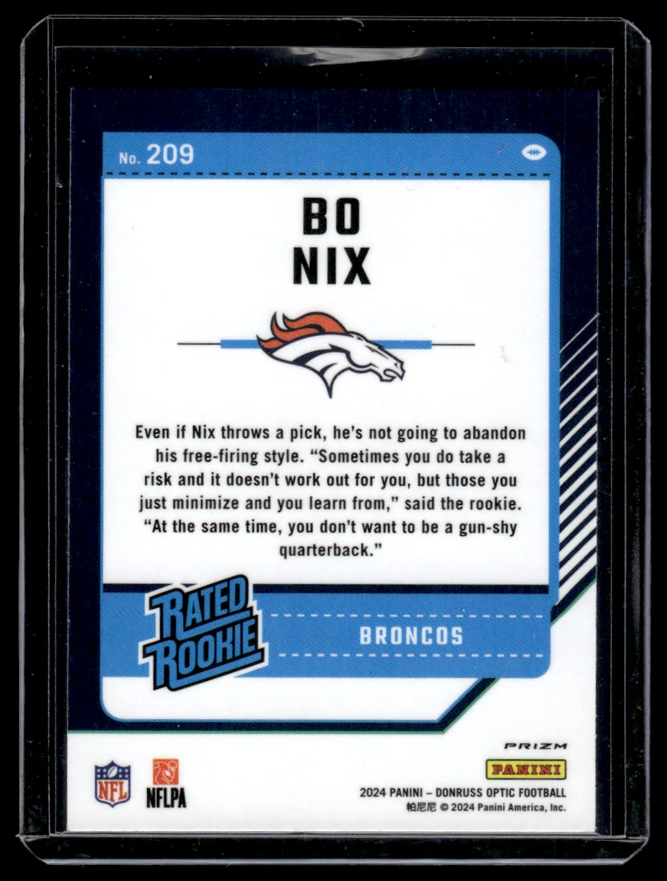 2024 Panini Donruss Optic Holo Bo Nix #209 RC - Image 2