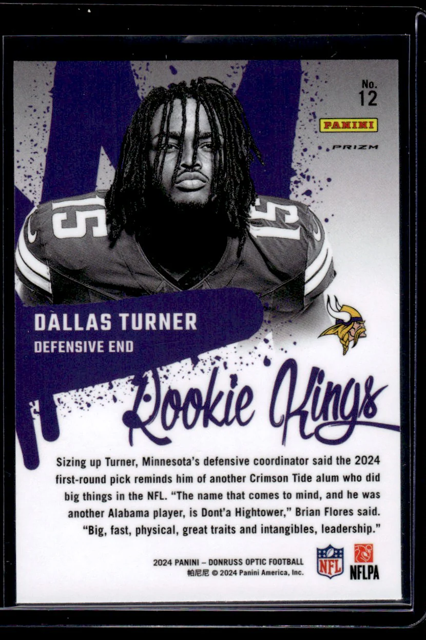 2024 Panini Donruss Optic Rookie Kings Holo Dallas Turner #12 RC - Image 2