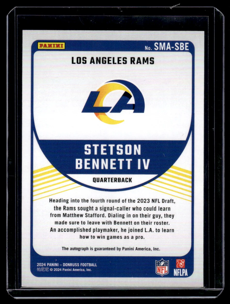2024 Panini Donruss Signature Marks Green Stetson Bennett IV #SMA-SBE Auto /25 - Image 2