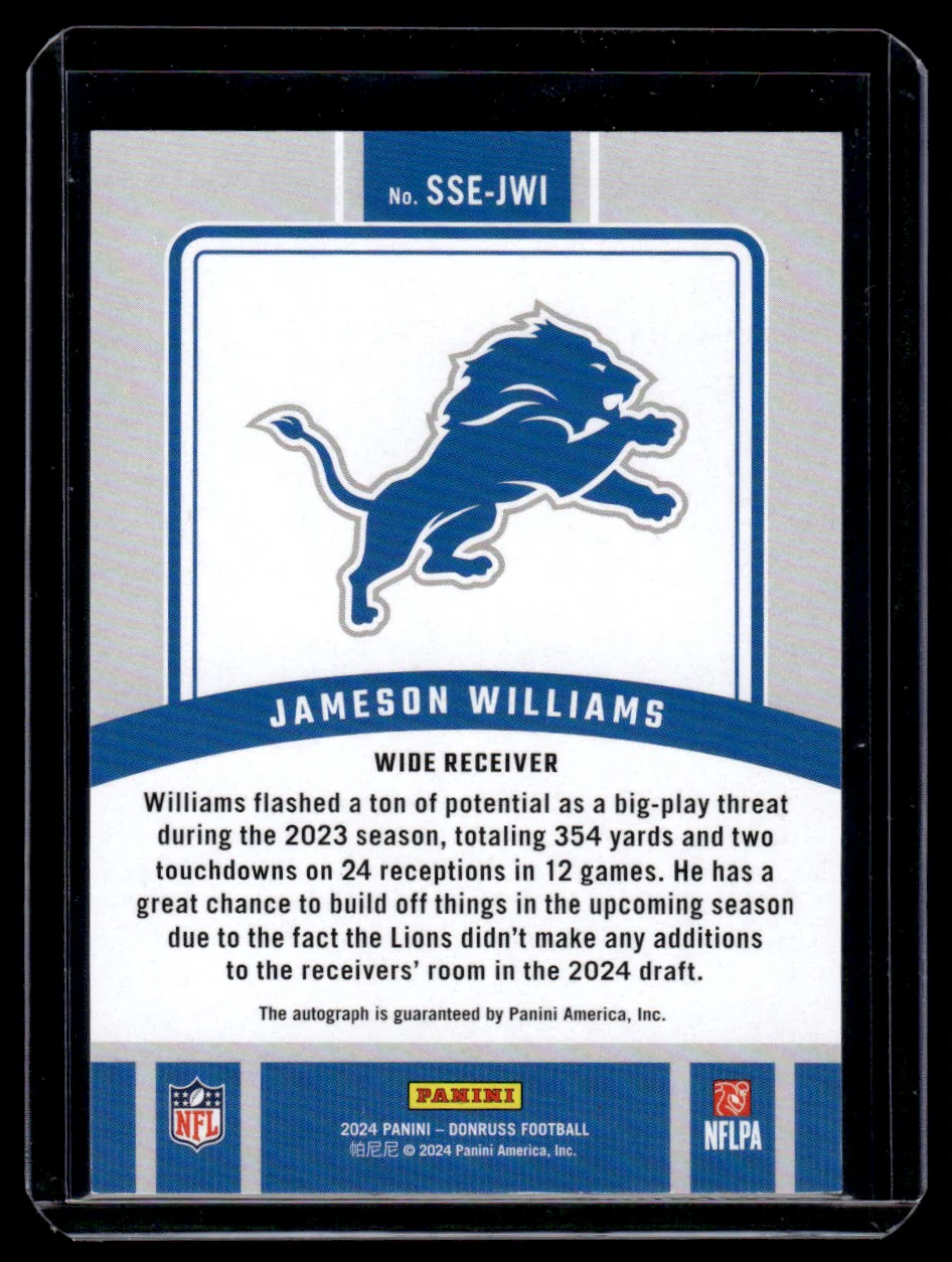 2024 Panini Donruss SSE-JWI Jameson Williams Signature Series Lions Auto - Image 2