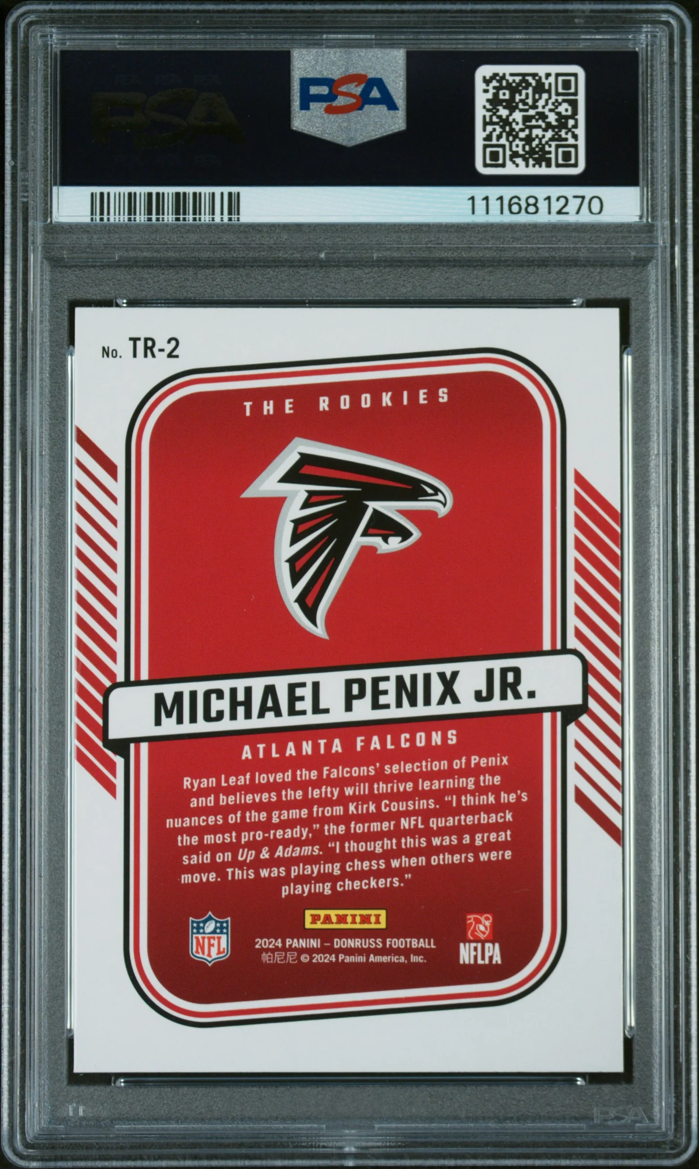 2024 Panini Donruss the Rookies Michael Penix Jr. #TR2 PSA 10 - Image 2