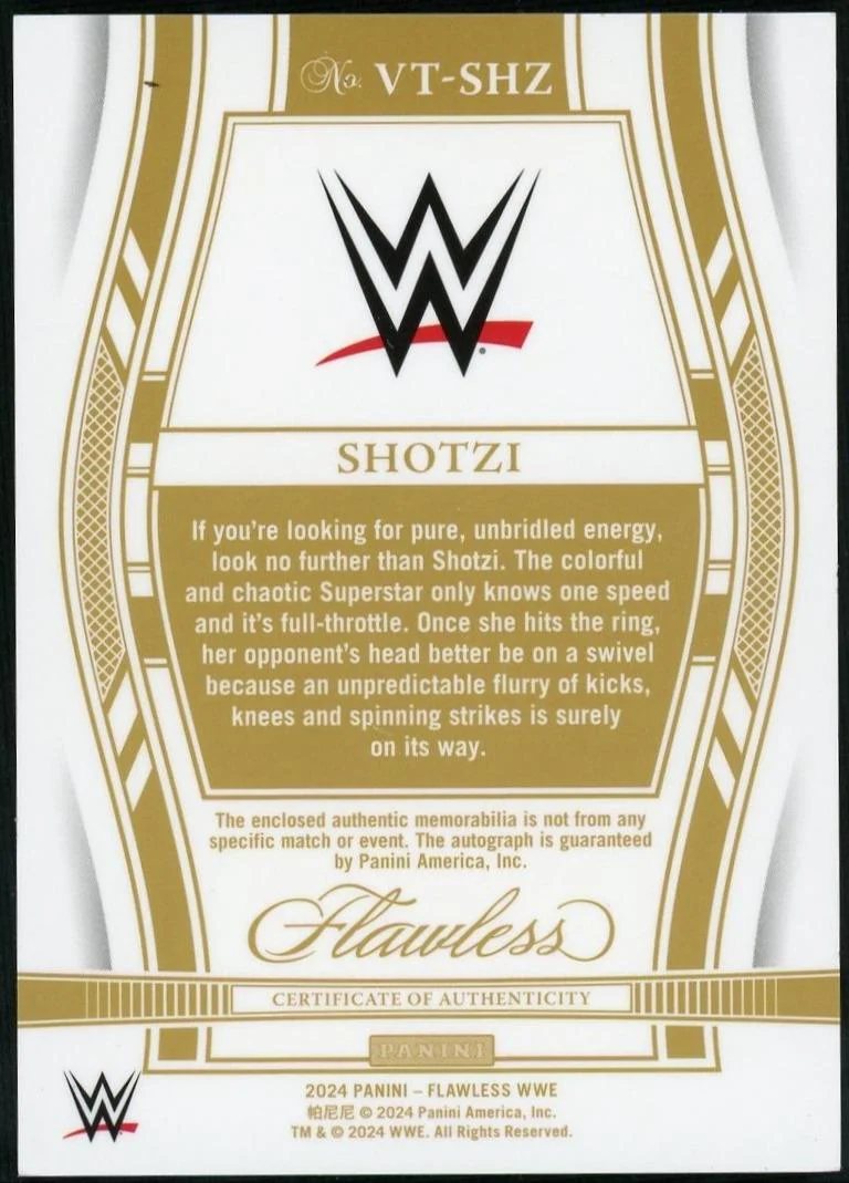 2024 Panini Flawless WWE Shotzi Emerald Auto /5 - Image 2