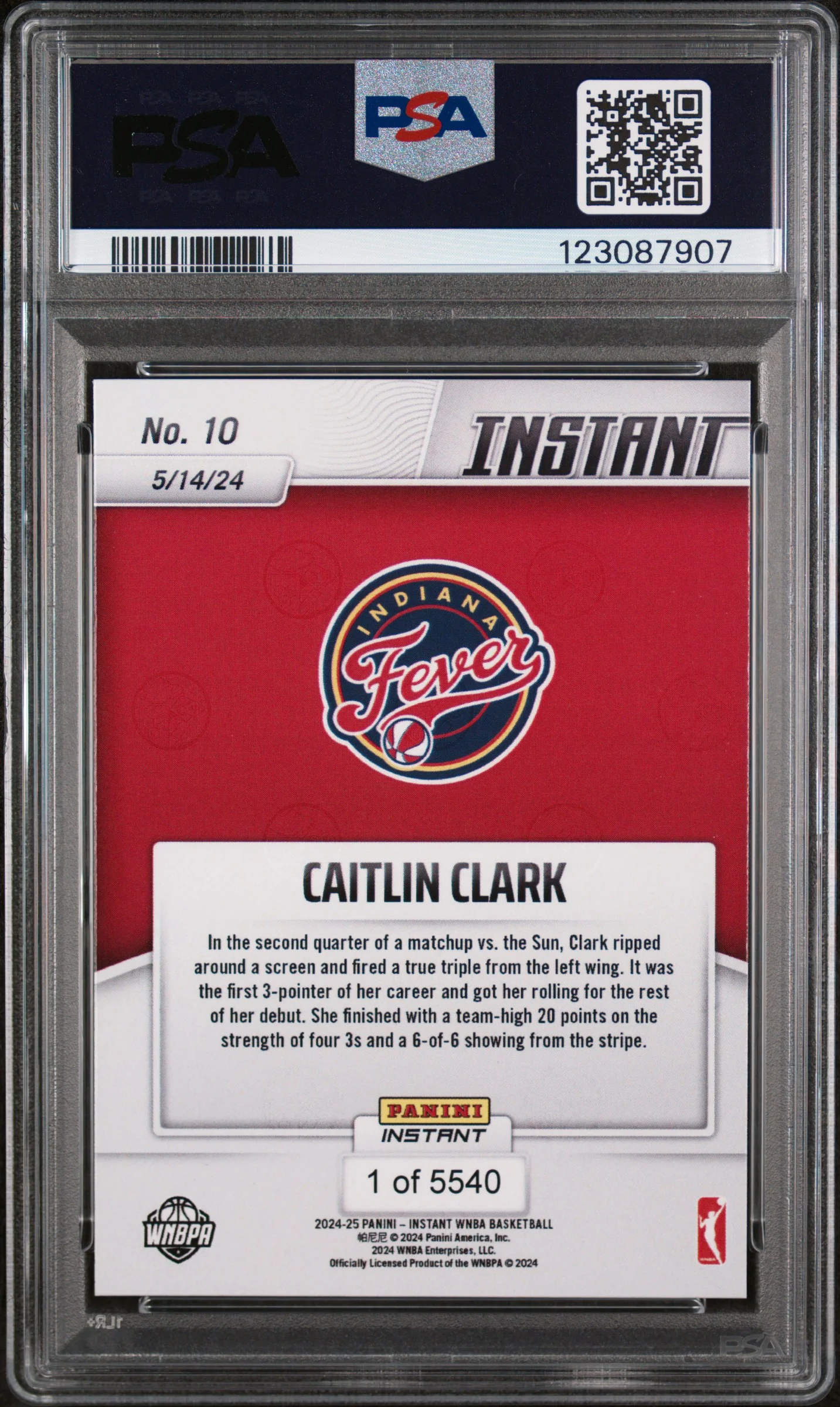 2024 Panini Instant WNBA Caitlin Clark #10 /1 PSA 9 - Image 2