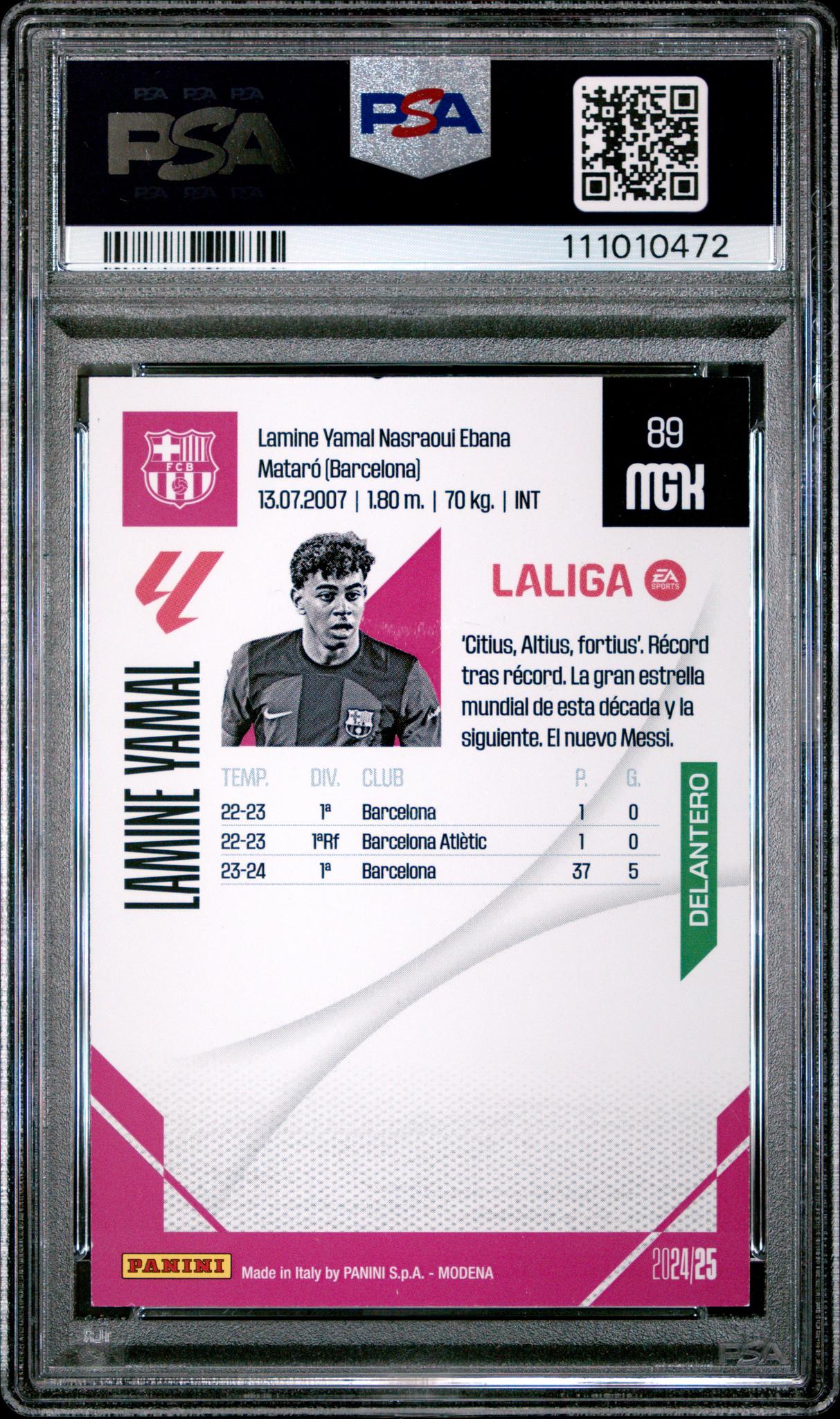 2024 Panini Megacracks Mgk Laliga Ea Sports Lamine Yamal #89 PSA 9 - Image 2