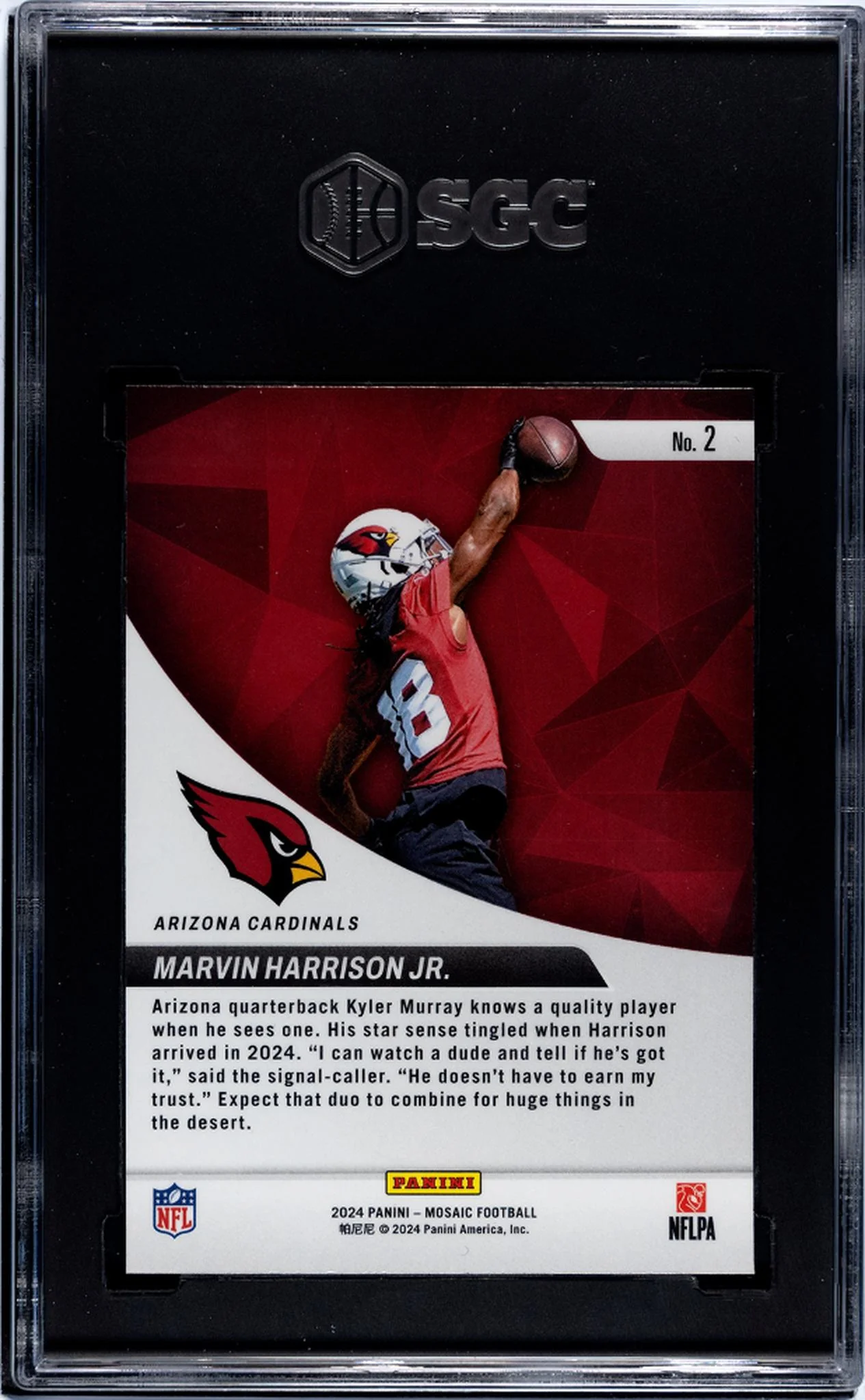 2024 Panini Mosaic #2 Marvin Harrison Jr. Elevate SGC 10 - Image 2