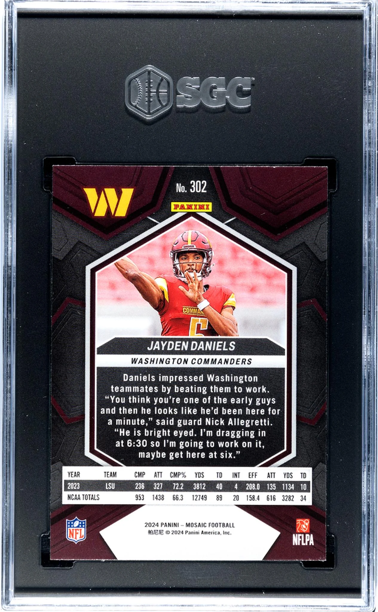 2024 Panini Mosaic #302 Jayden Daniels SGC 9.5 - Image 2