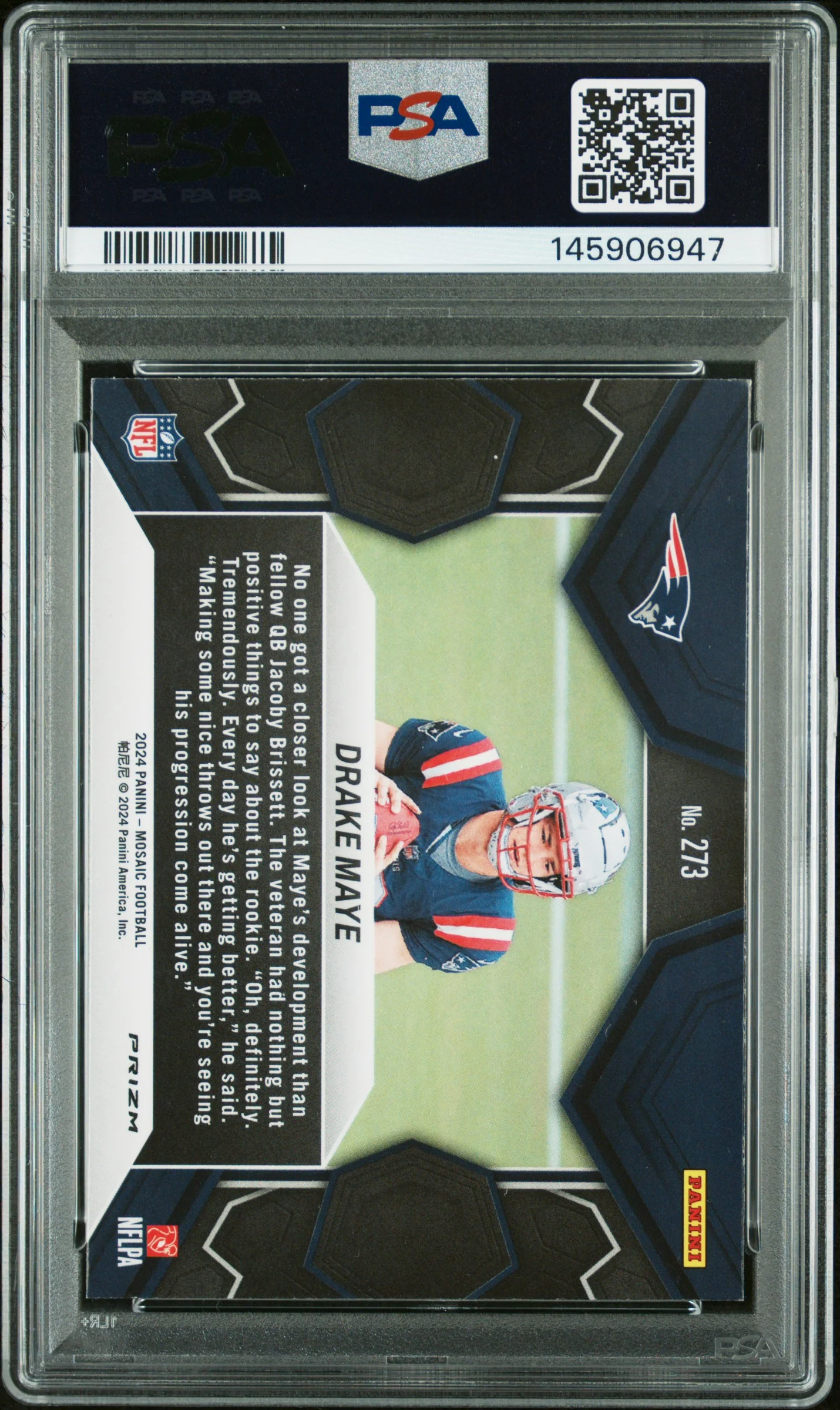 2024 Panini Mosaic Genesis Mosaic Drake Maye #273 PSA 9 - Image 2